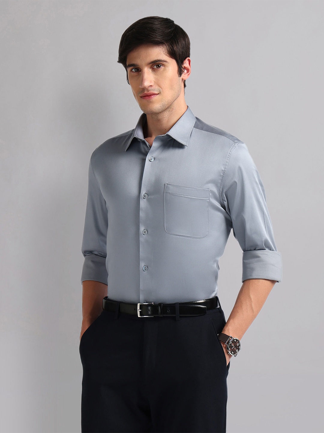 

AD By Arvind Spread Collar Casual Shirt, Grey