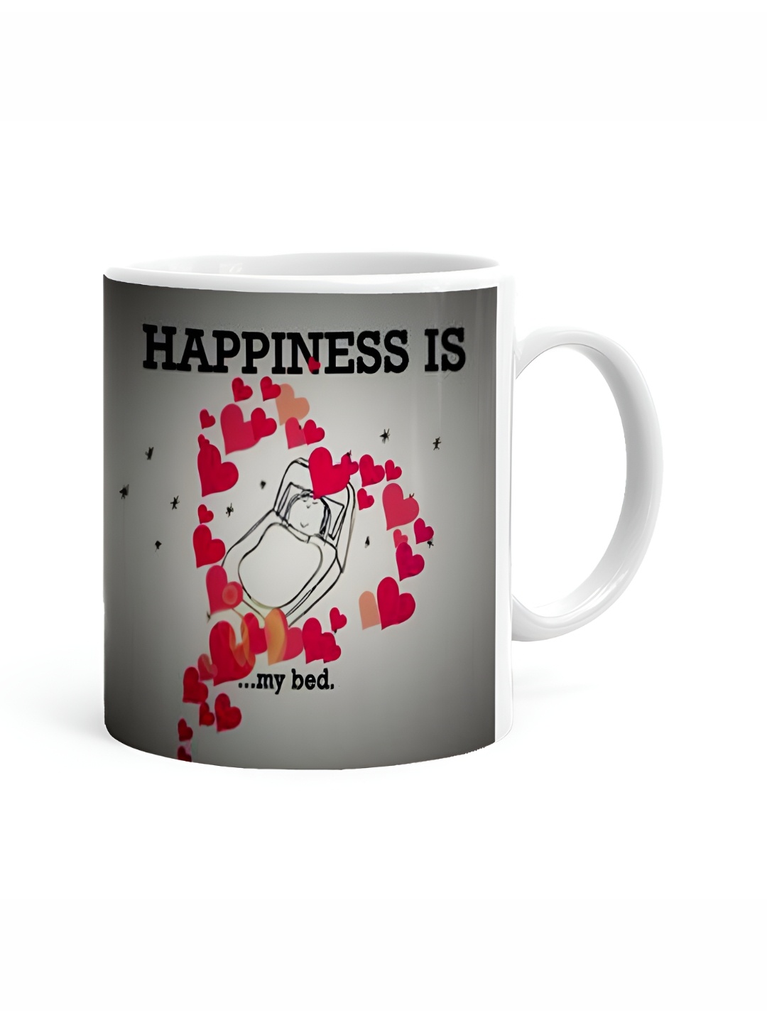 

Khakee White & Black Printed Microwave Safe Ceramic Glossy Mug 325 ml