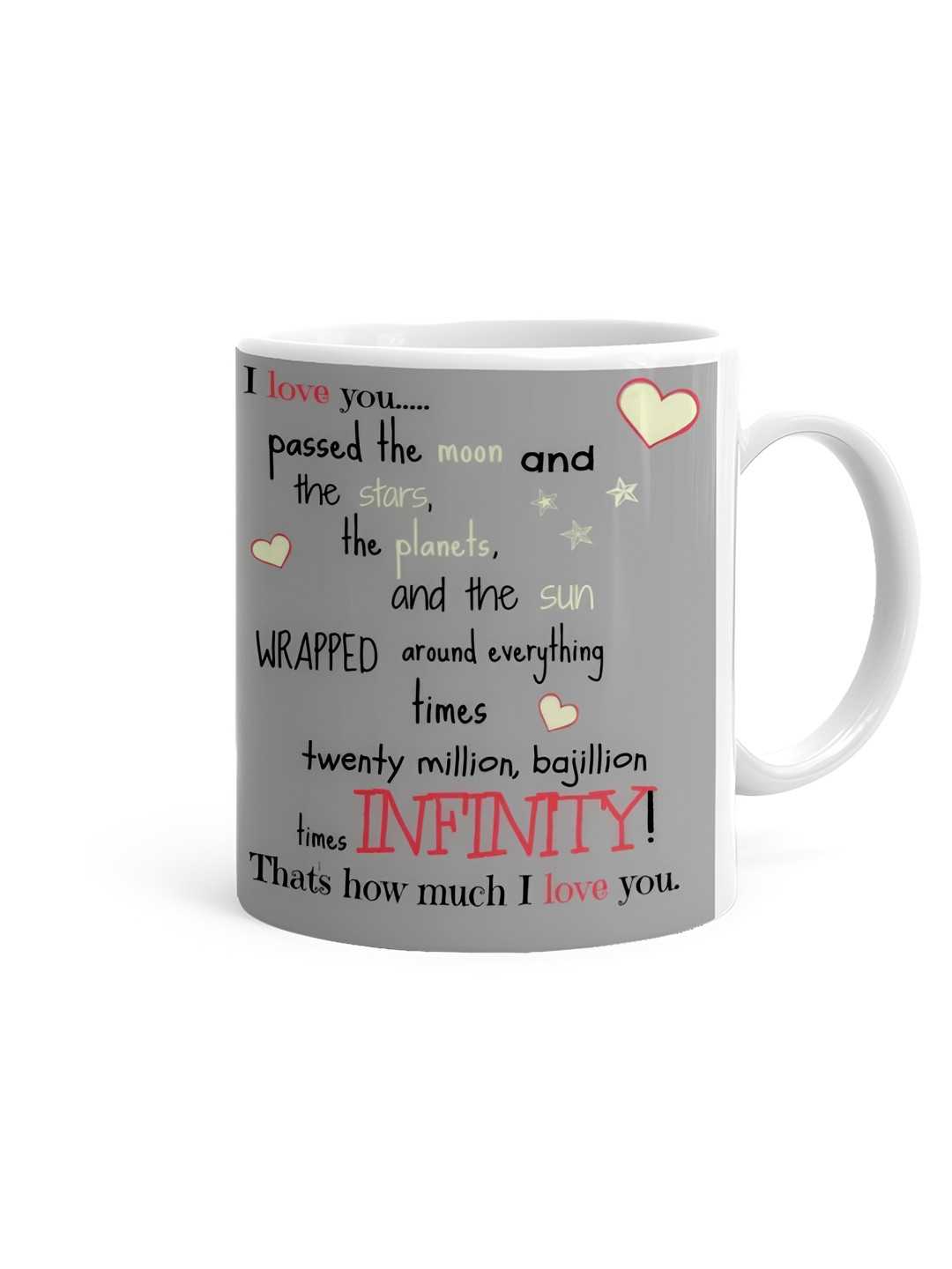 

Khakee White & Grey Printed Microwave Safe Ceramic Glossy Mug 325 ml