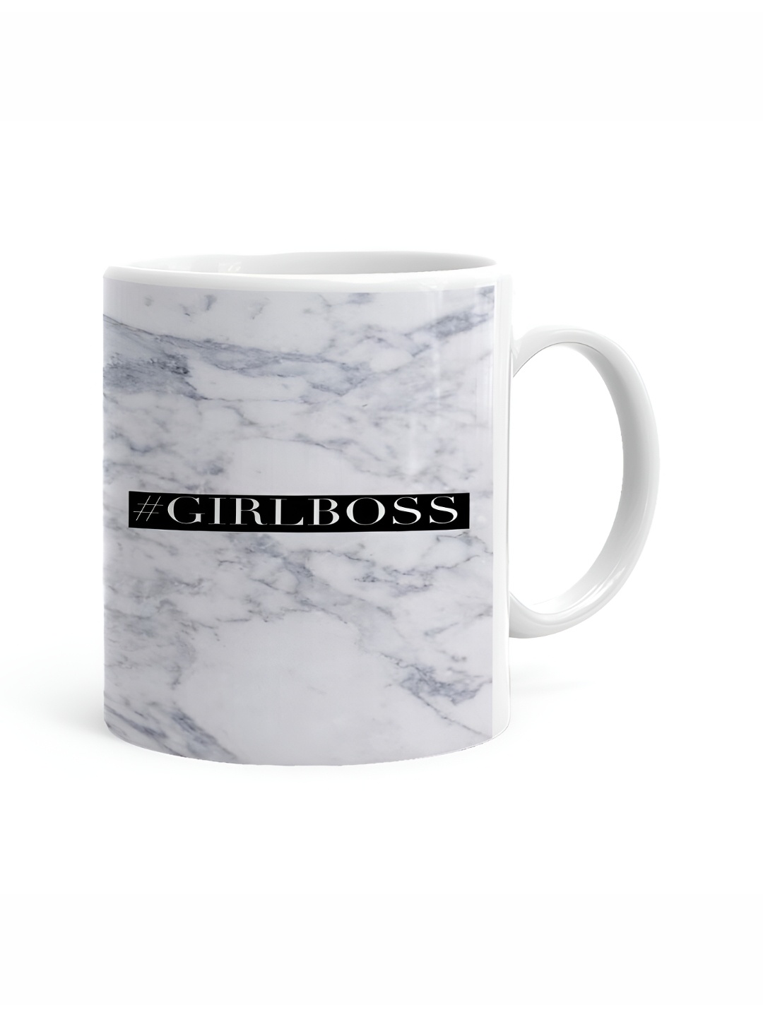 

Khakee White & Grey Printed Microwave Safe Ceramic Glossy Mug 325 ml