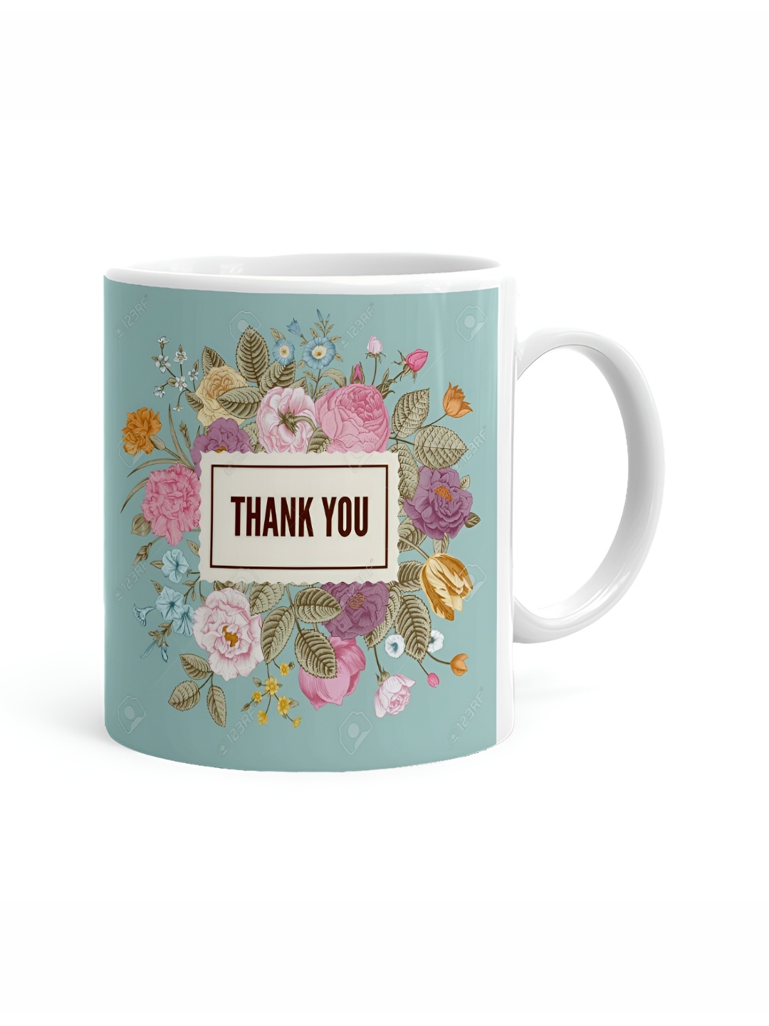 

Khakee White & Blue Floral Printed Ceramic Glossy Mug 325 ml