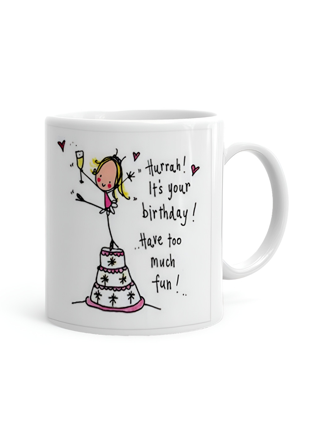 

Khakee White & Black Printed Ceramic Glossy Mug 325 ML