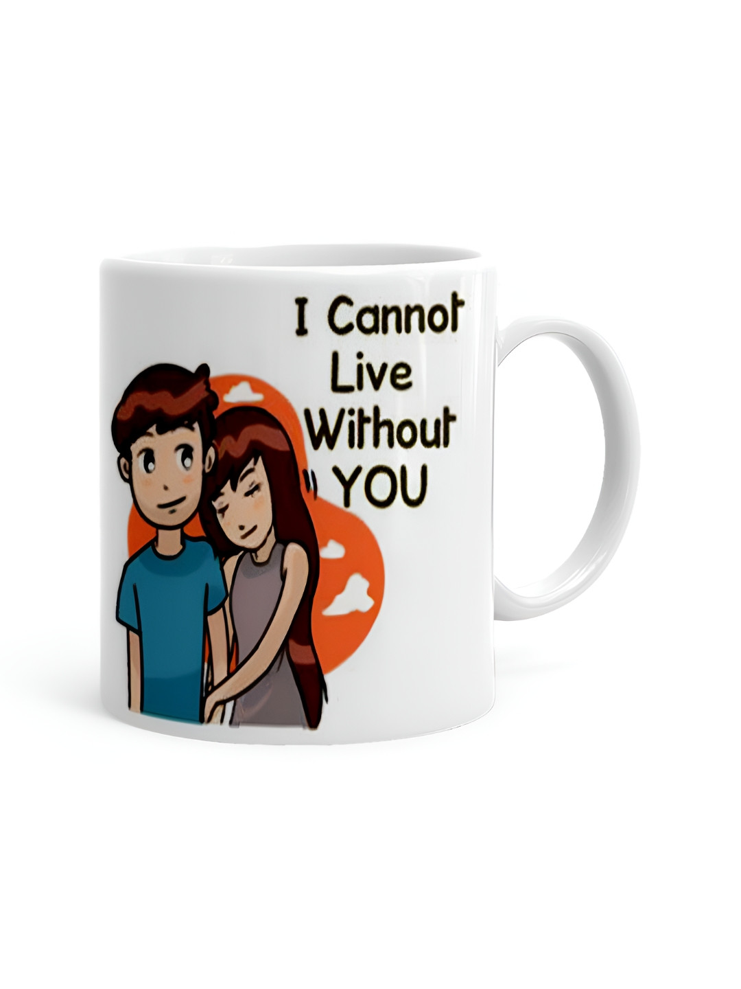 

Khakee White & Black Printed Microwave Safe Ceramic Glossy Mug 325 ml
