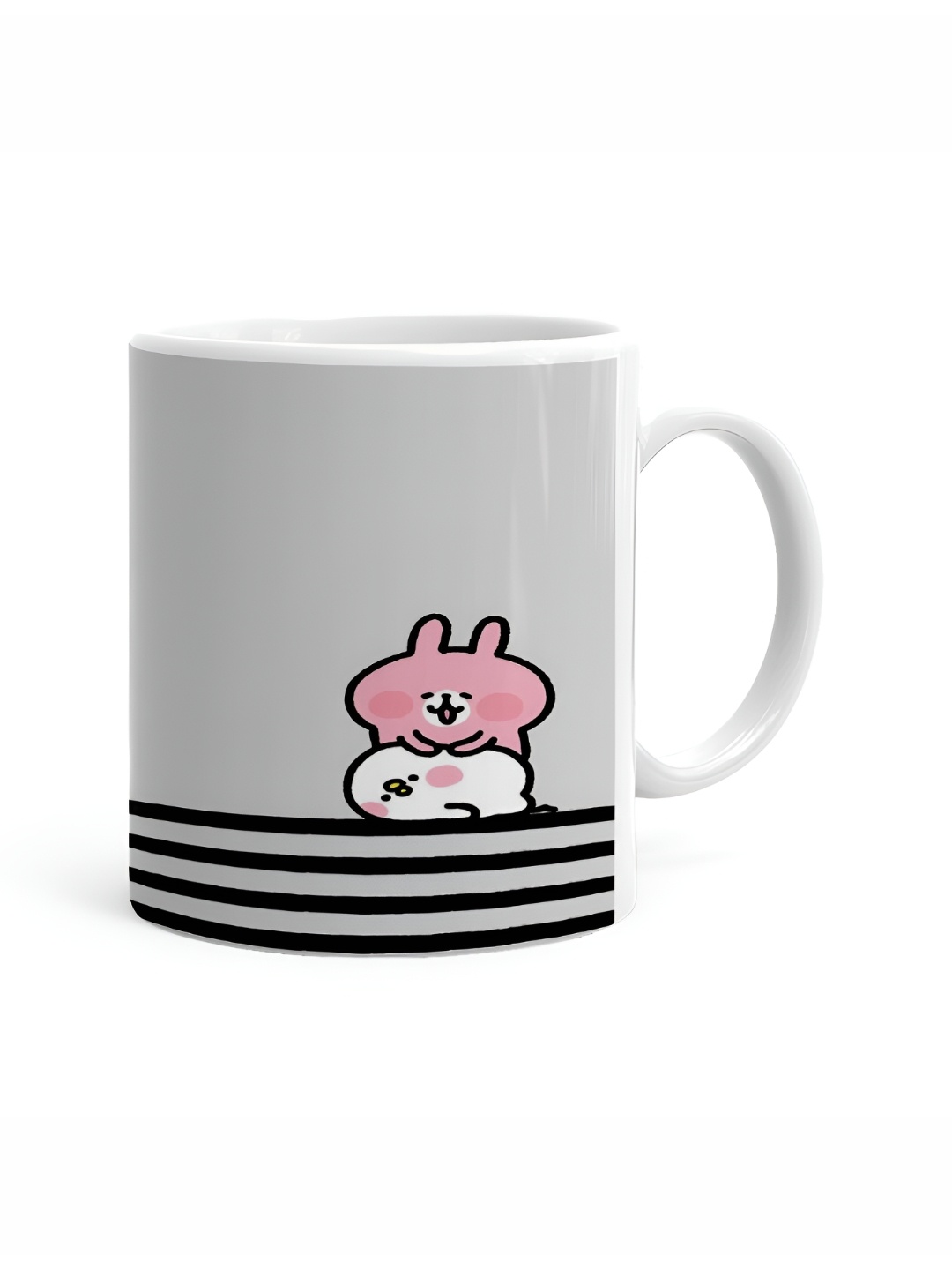 

Khakee White & Grey Printed Microwave Safe Ceramic Glossy Mug 325 ml