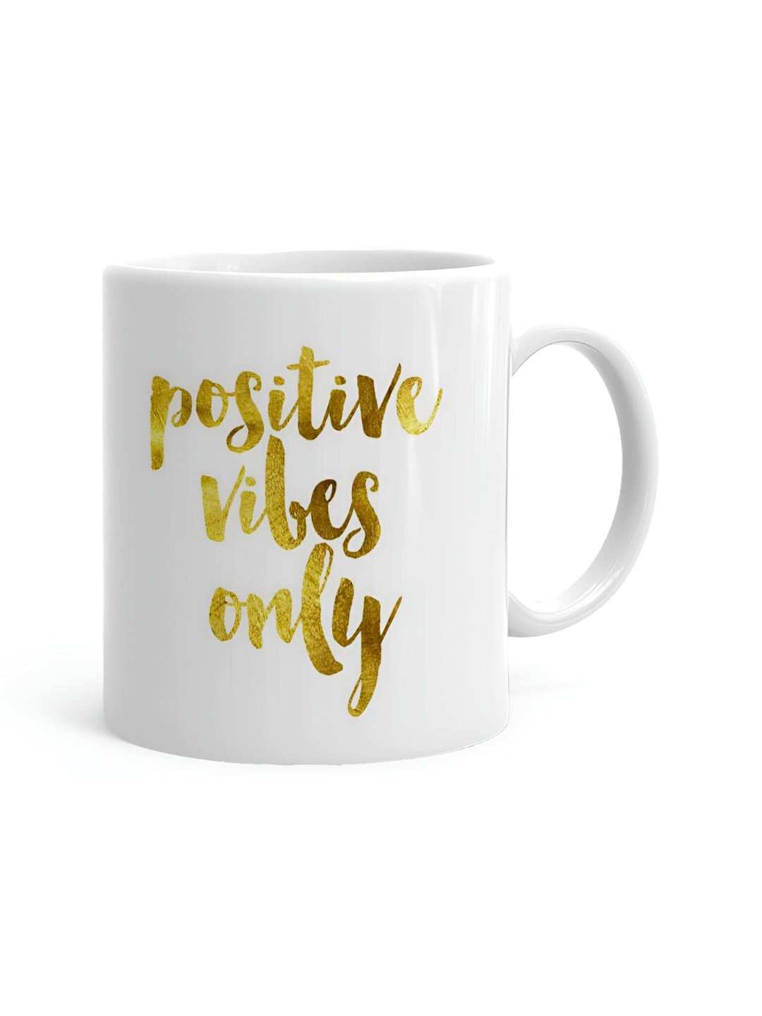 

Khakee White & Gold Toned Printed Ceramic Glossy Mug 325 ml