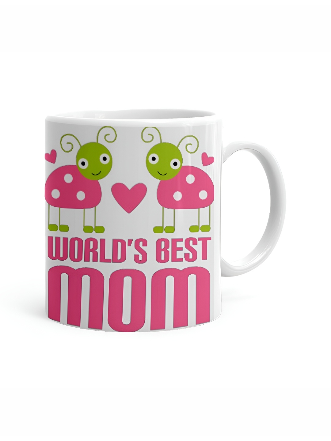 

Khakee White & Pink Printed Microwave Safe Ceramic Glossy Mug 325 ml
