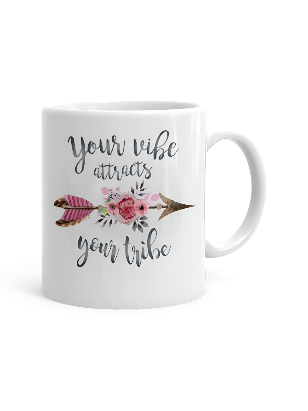 

Khakee White & Black Printed Microwave Safe Ceramic Glossy Mug 325 ml