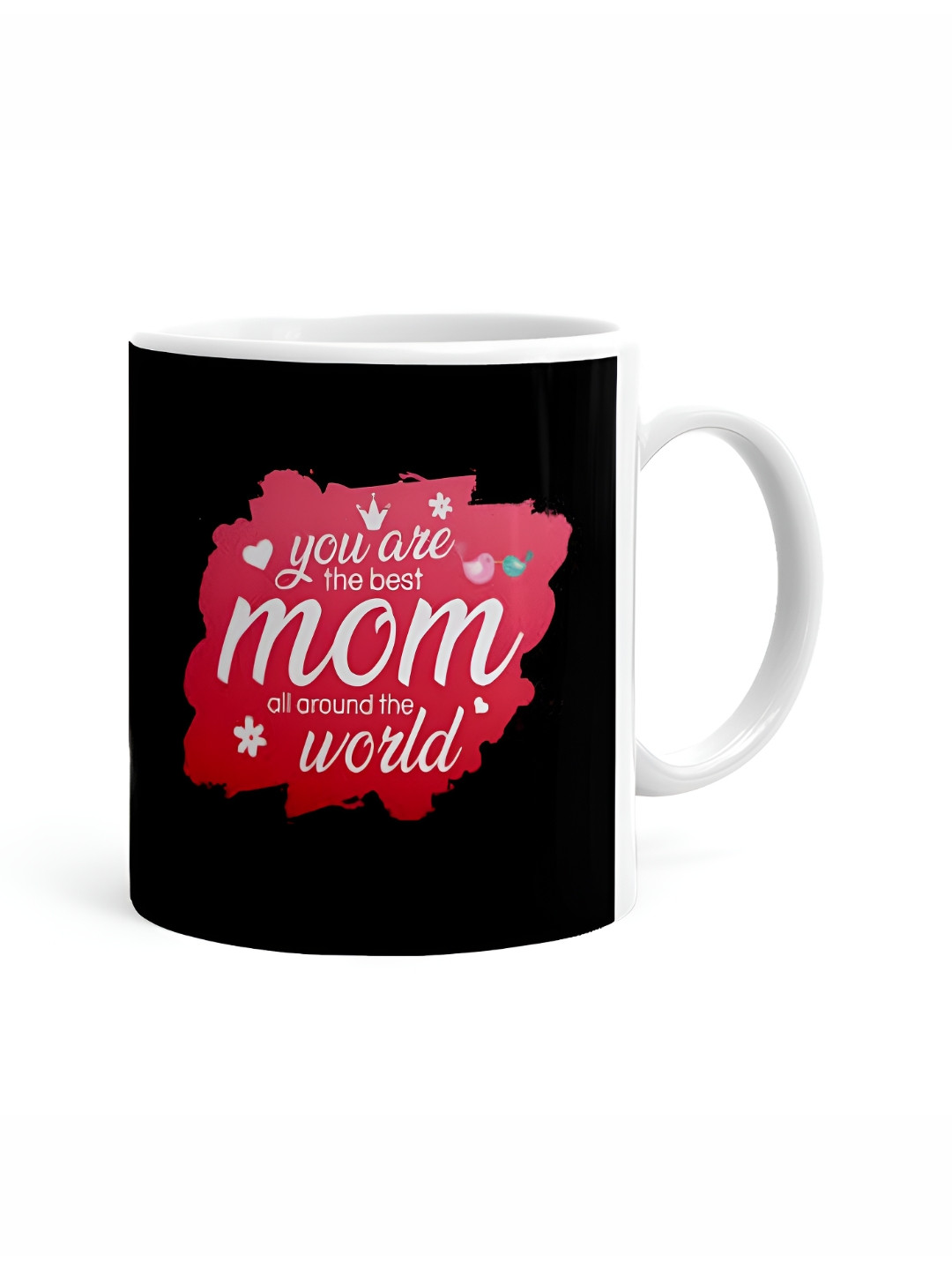 

Khakee White & Black Printed Microwave Safe Ceramic Glossy Mug 325 ml