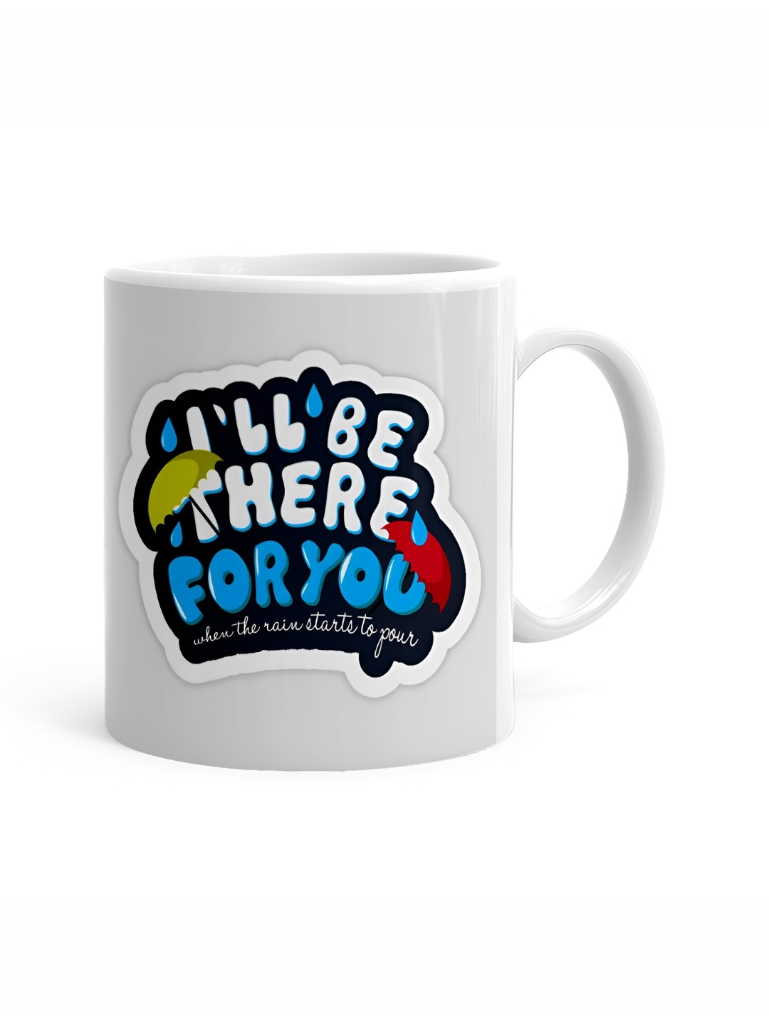 

Khakee White & Blue Printed Microwave Safe Ceramic Glossy Mug 325 ml