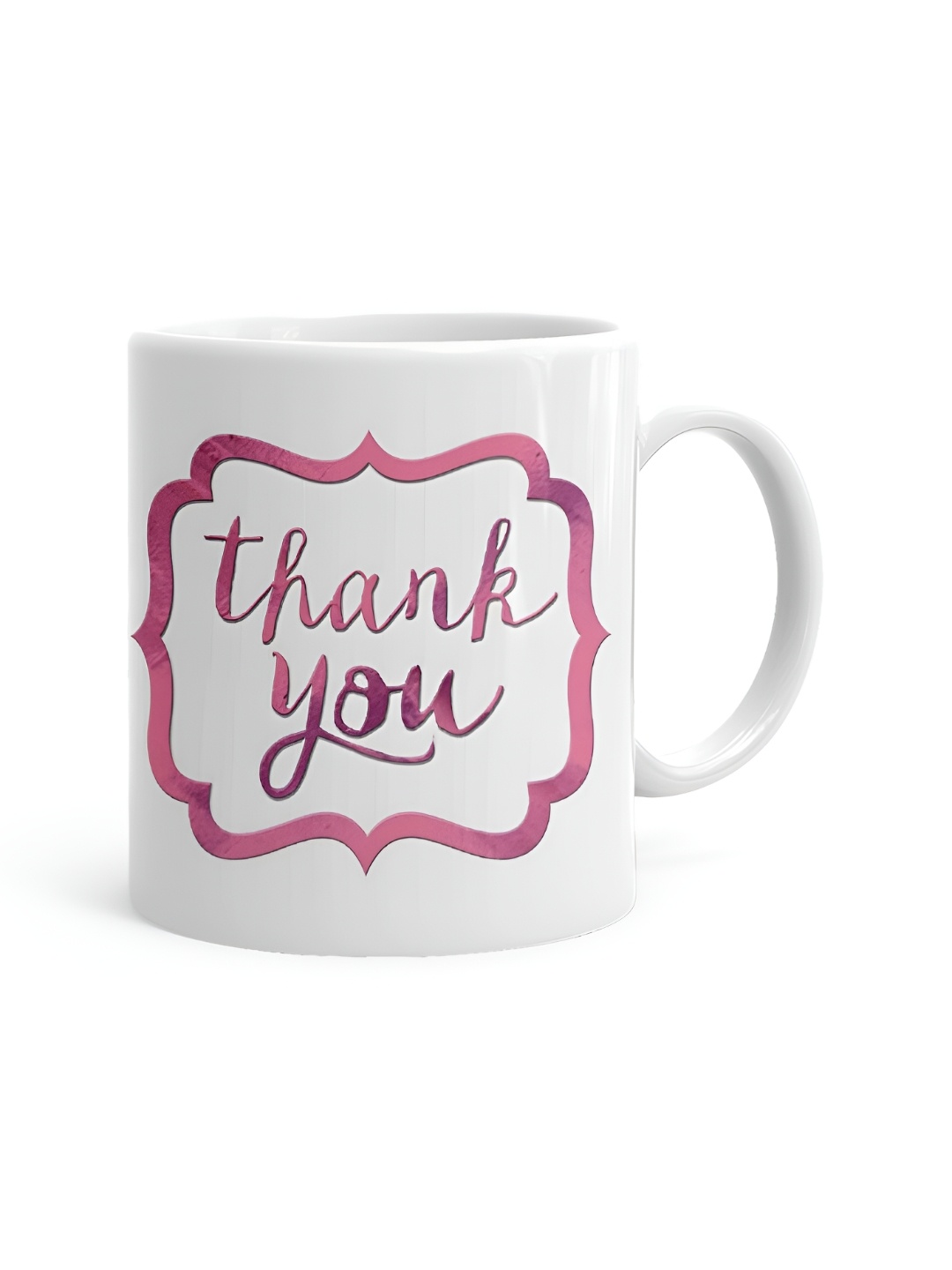 

Khakee White & Pink Text or Slogans Printed Ceramic Glossy Mug 325 ML