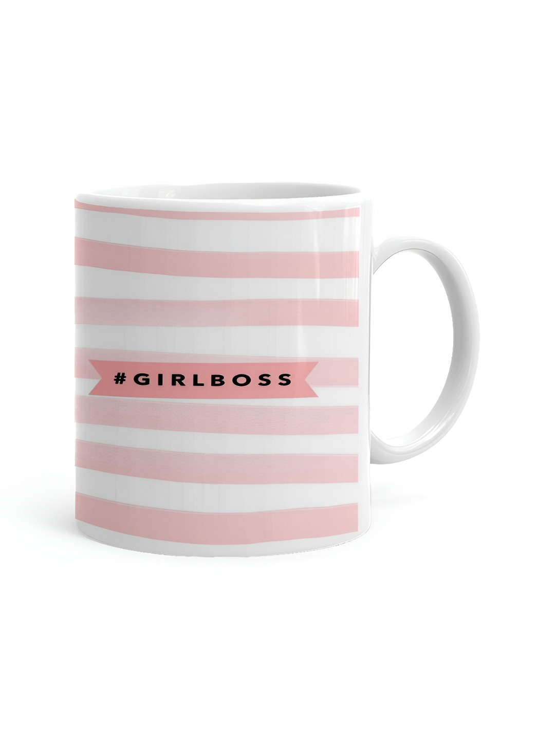 

Khakee White & Pink Printed Ceramic Glossy Mug 325 ML
