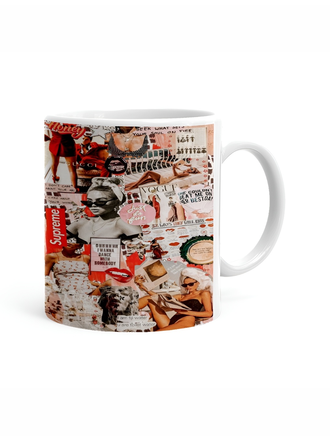 

Khakee White & Brown Printed Ceramic Glossy Mug 325 ML