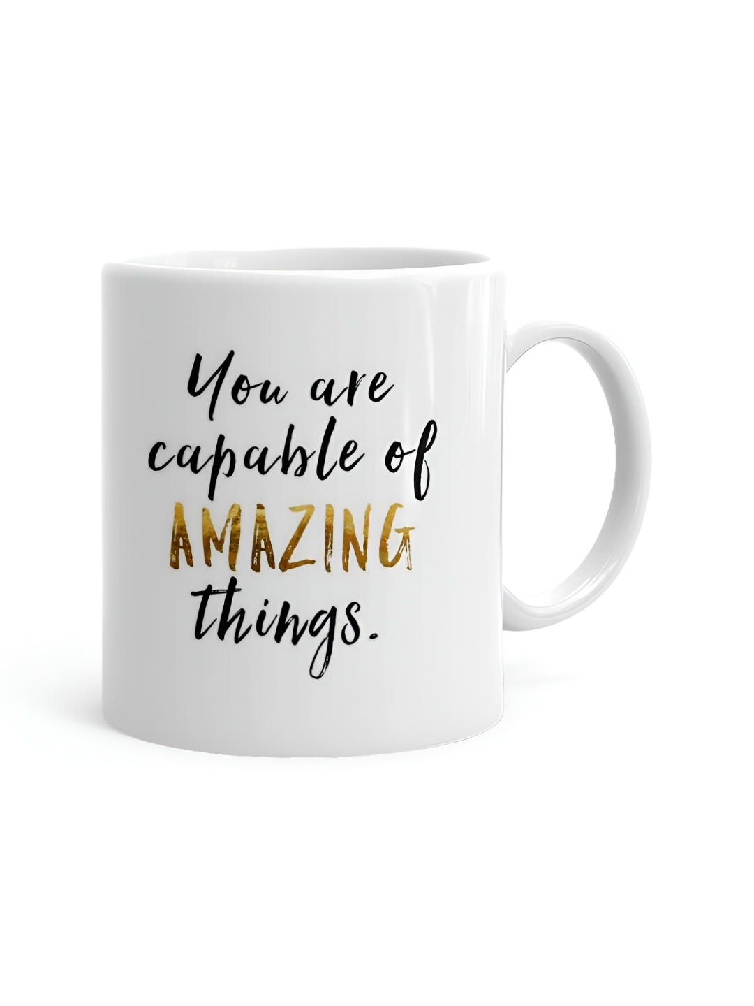 

Khakee White & Black Text or Slogans Printed Ceramic Glossy Mug 325 ml