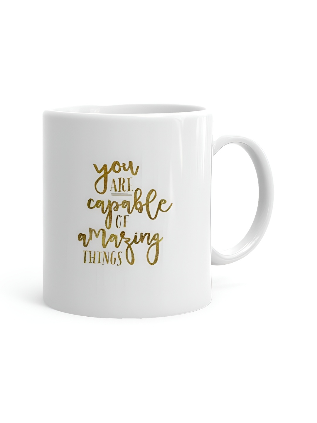 

Khakee White & Gold-Toned Text or Slogans Printed Ceramic Glossy Mug 325 ML