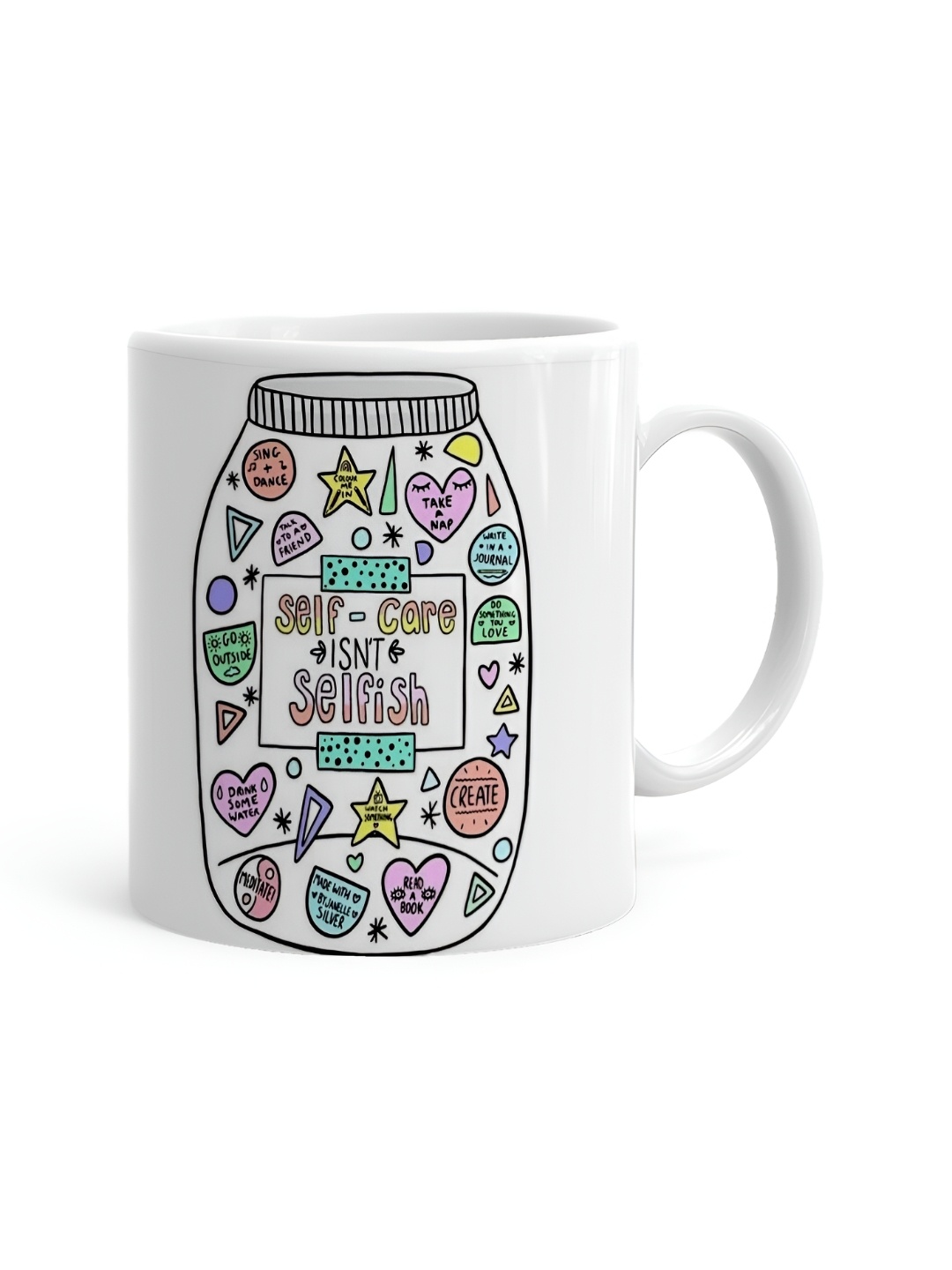 

Khakee White & Green Text or Slogans Printed Ceramic Glossy Mug 325 ML