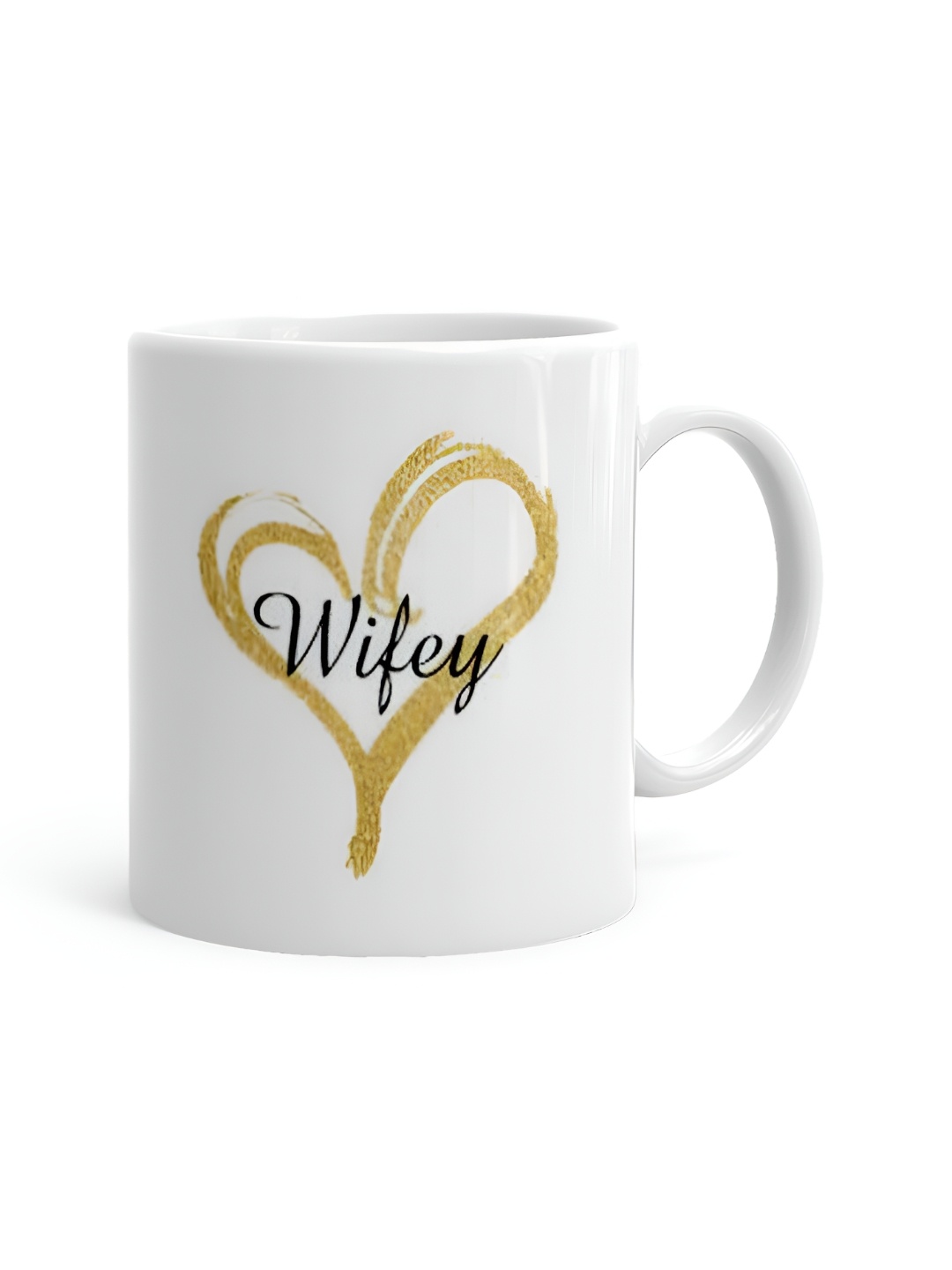 

Khakee White & Yellow Printed Microwave Safe Ceramic Glossy Mug 325 ml