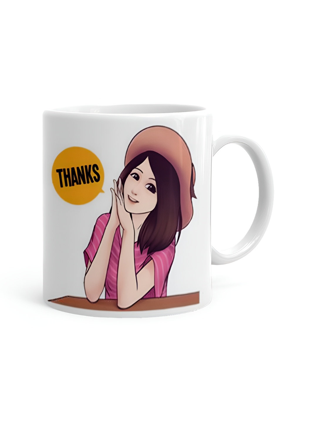 

Khakee White & Pink Text or Slogans Printed Microwave Safe Ceramic Glossy Mug 325 ml