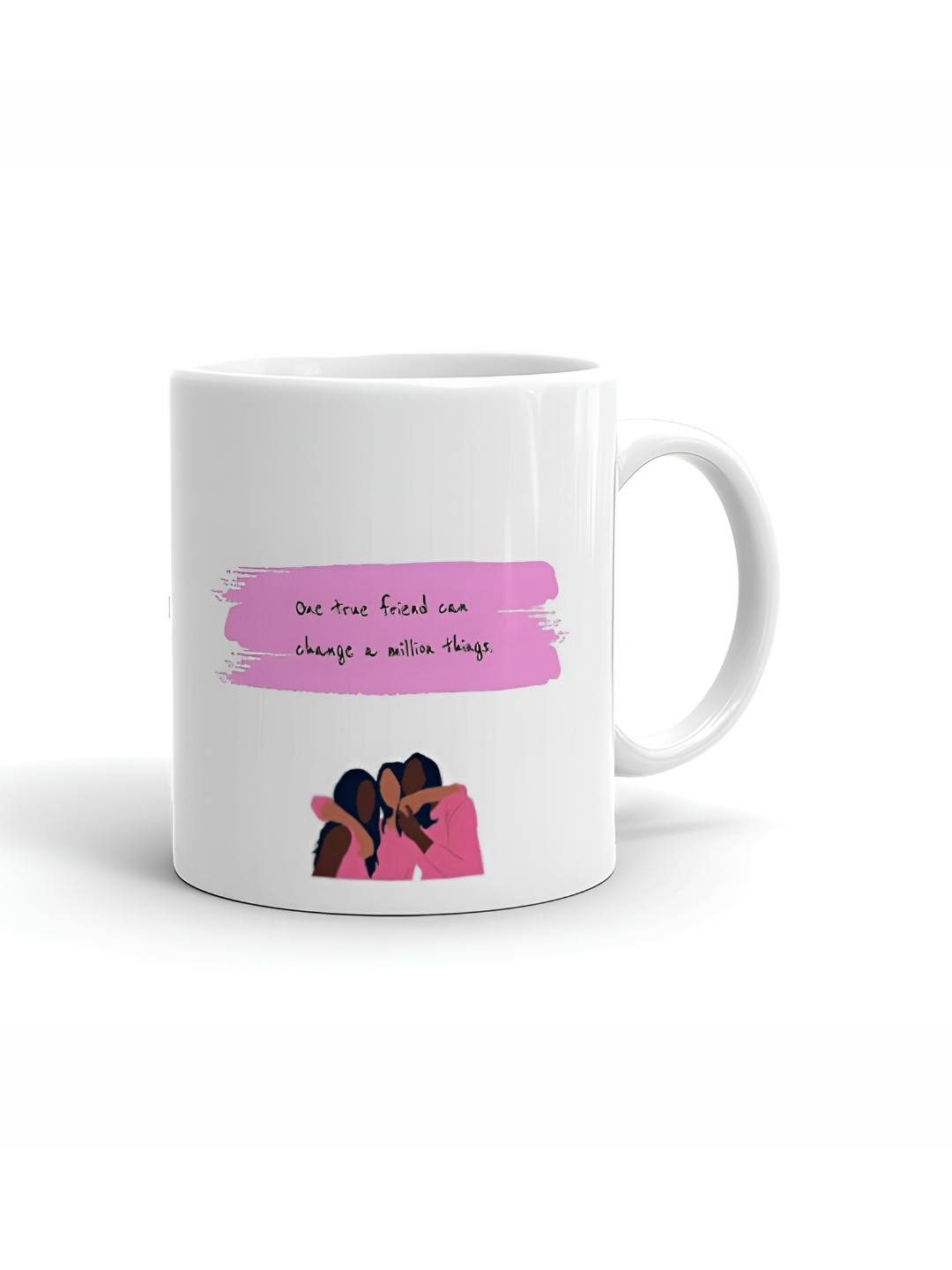 

Khakee White & Pink Text or Slogans Printed Ceramic Glossy Mug 325 ML