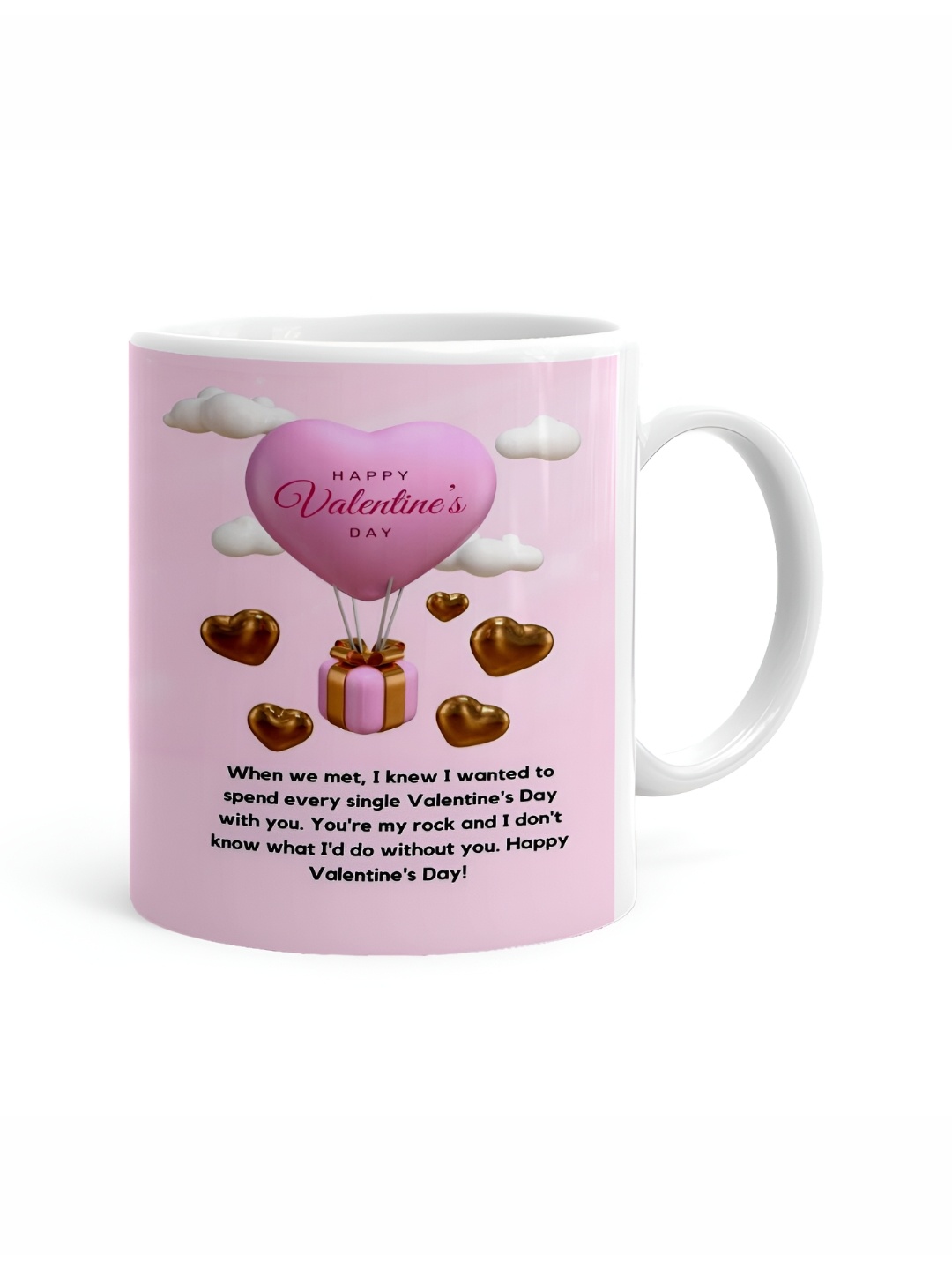 

Khakee White & Pink Text or Slogans Printed Microwave Safe Ceramic Glossy Mug 325 ml