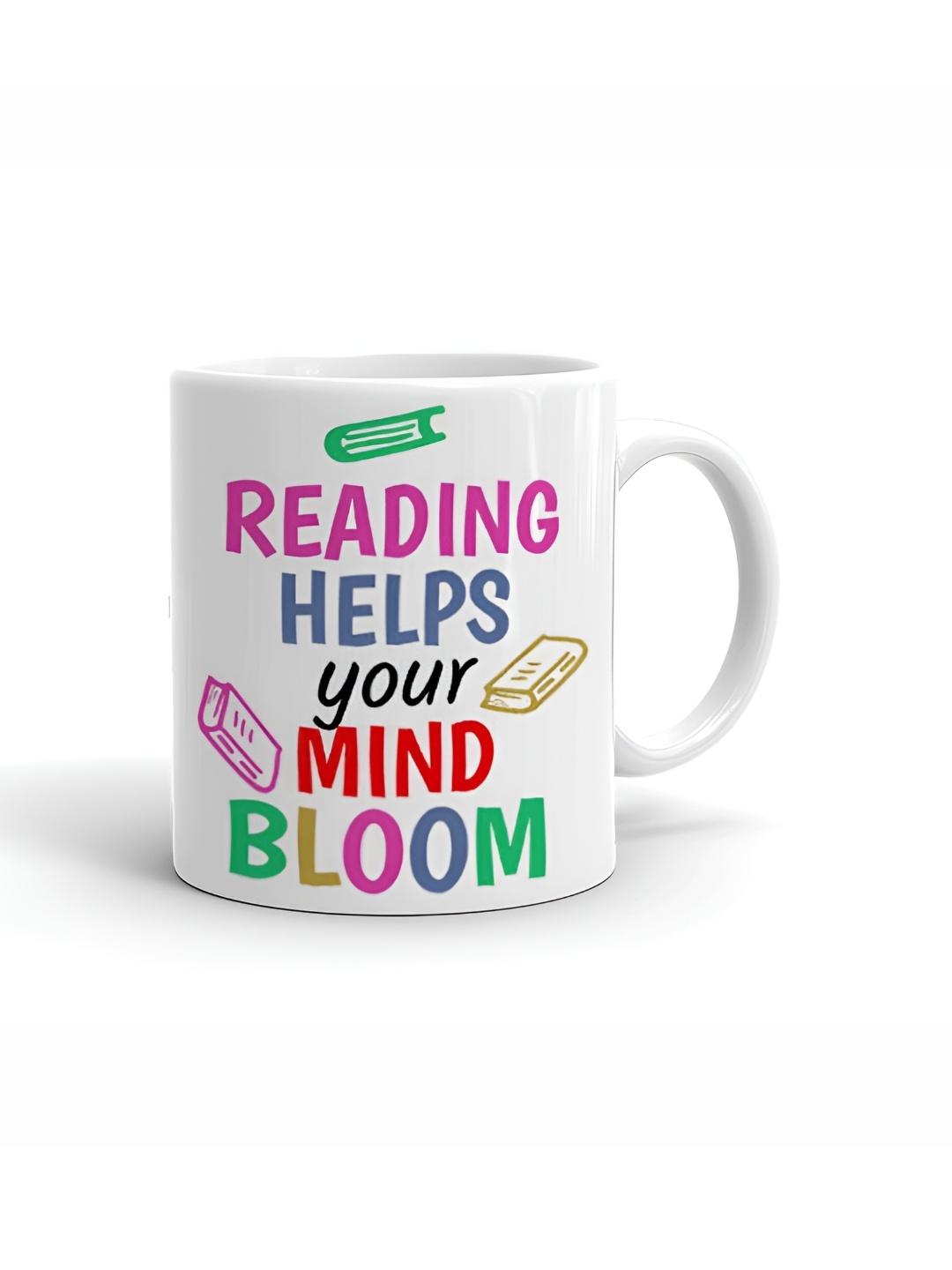 

Khakee White & Green Text or Slogans Printed Microwave Safe Ceramic Glossy Mug 325 ml