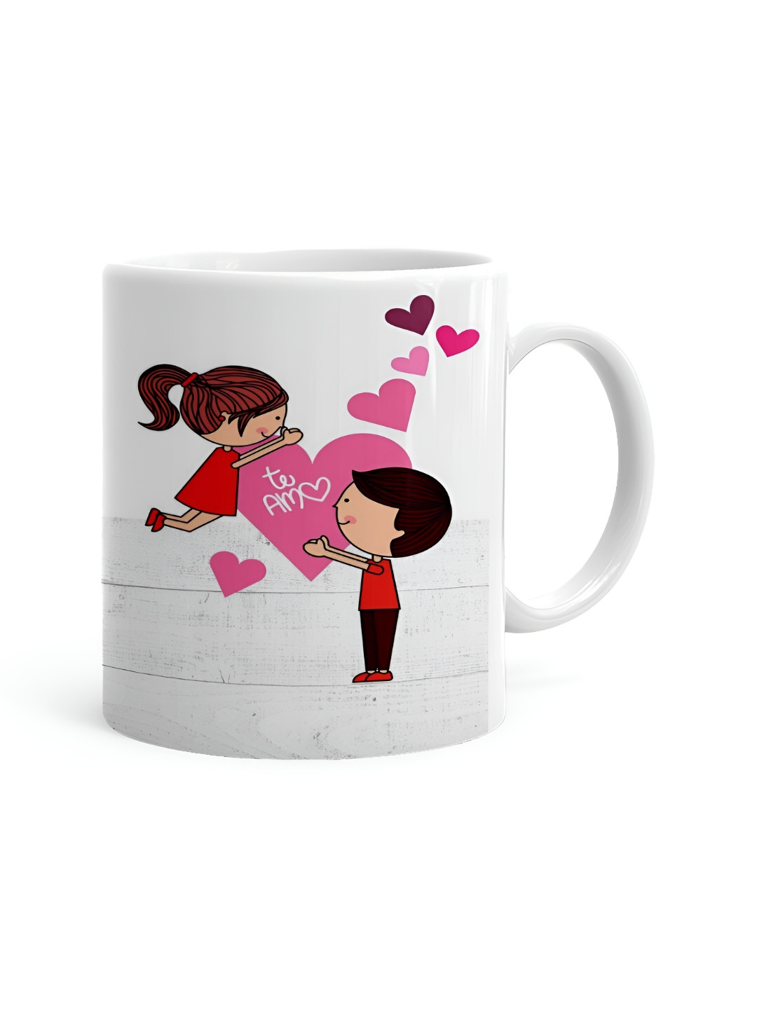 

Khakee White & Pink Printed Ceramic Glossy Mugs Set of Cups and Mugs