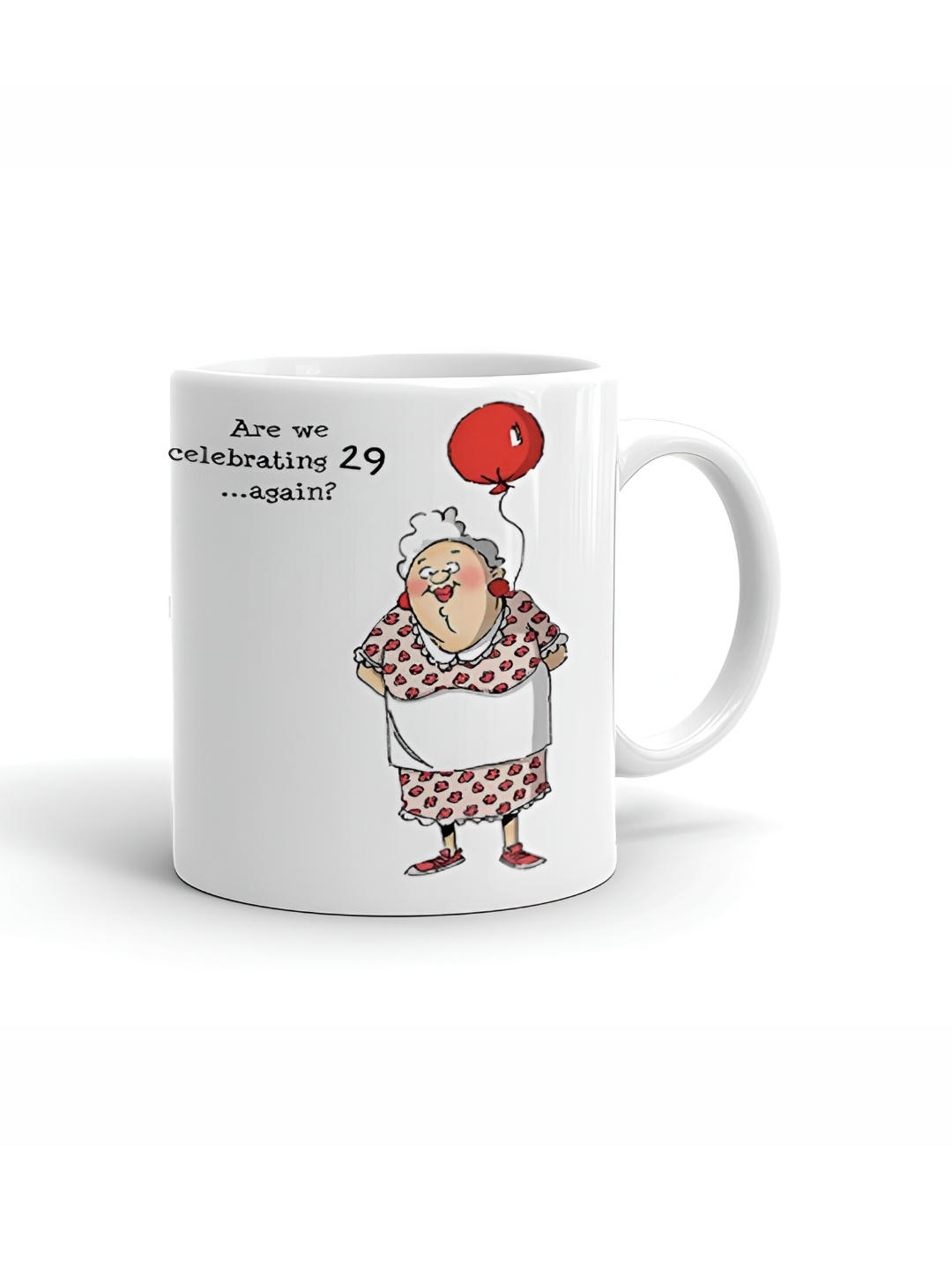 

Khakee White & Red Printed Microwave Safe Glossy Finish Ceramic Mug 325 ml