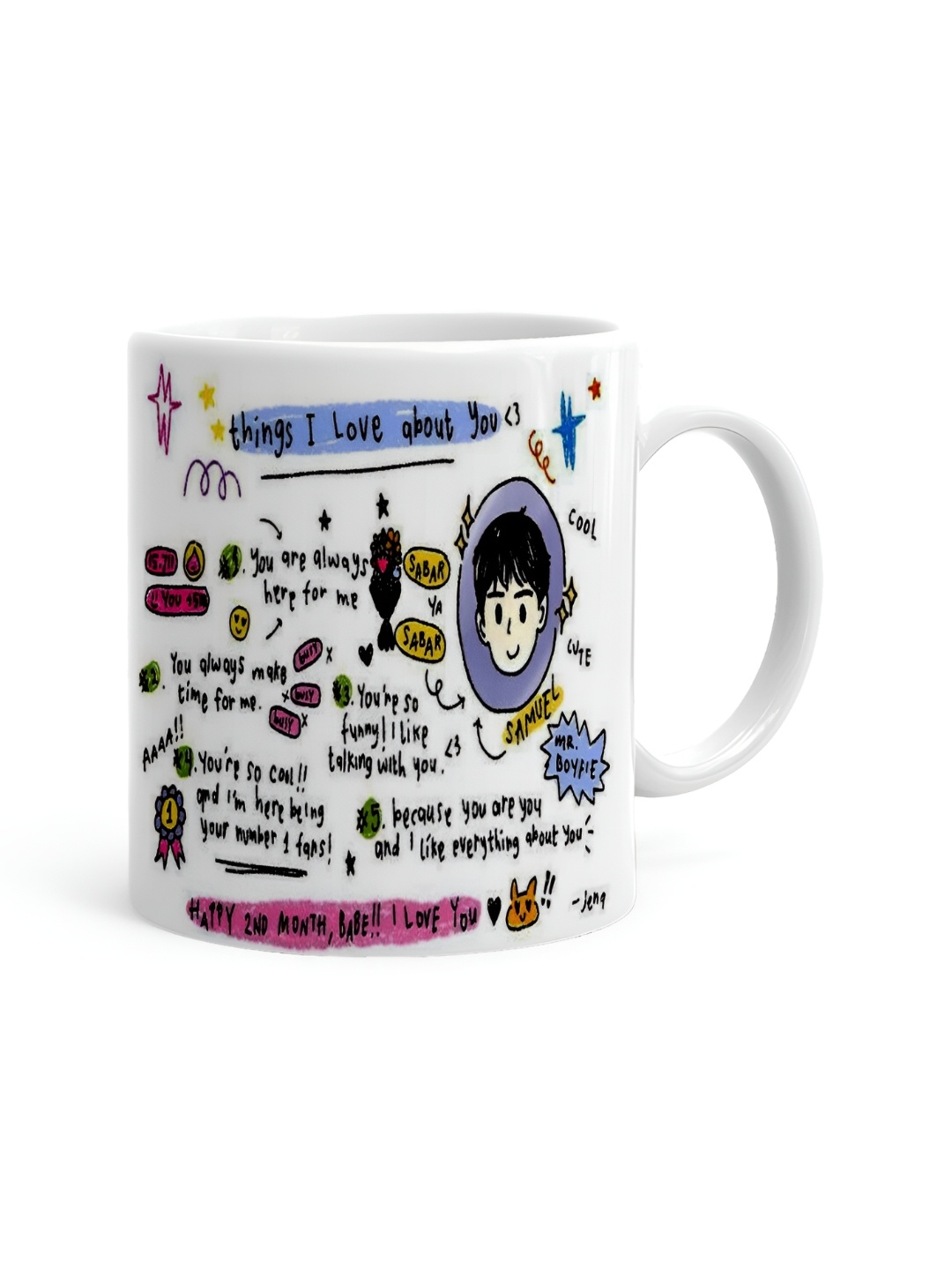 

Khakee White & Blue Printed Ceramic Glossy Mug 325 ml