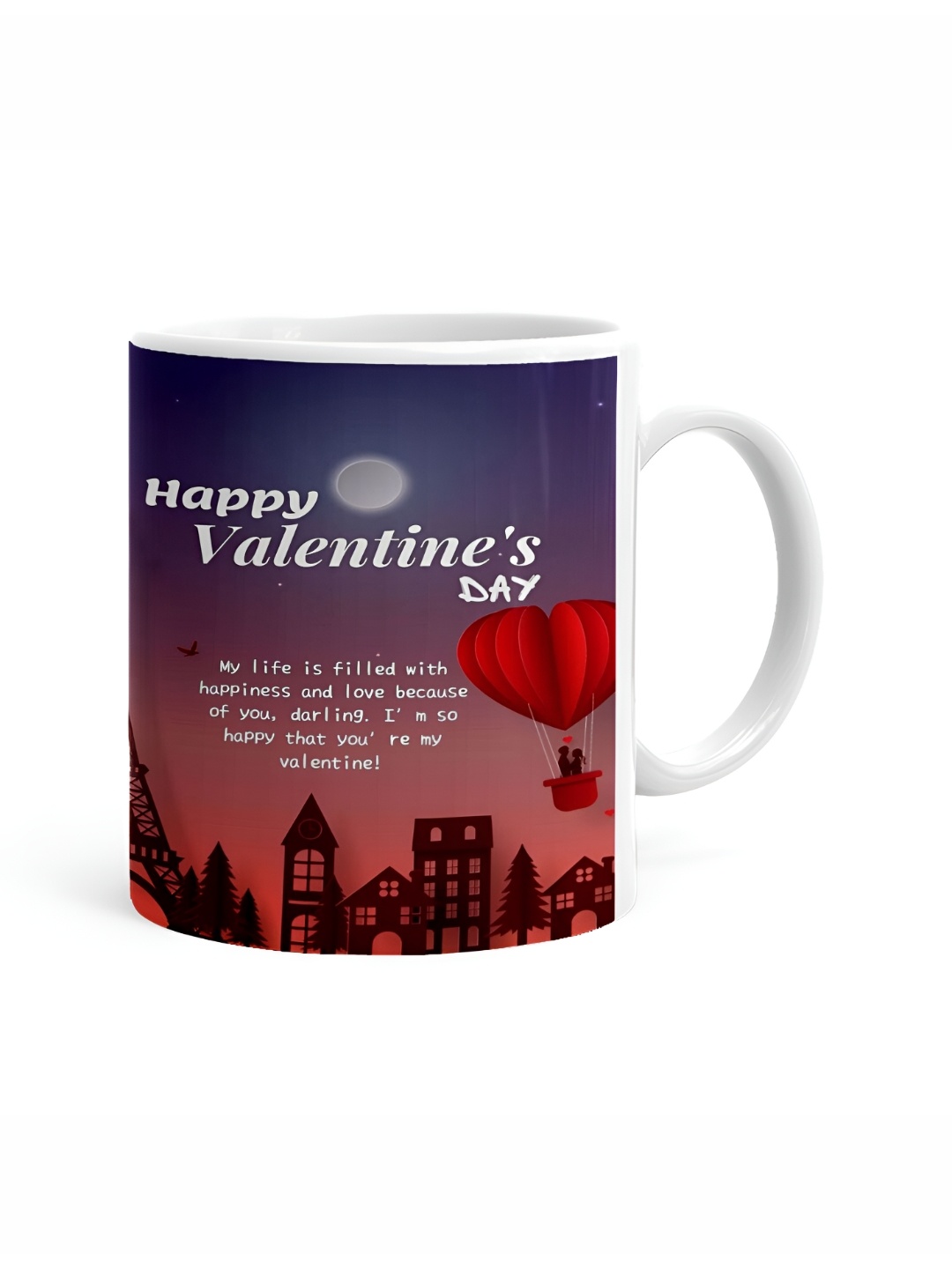 

Khakee White & Red Printed Ceramic Glossy Mug 325 ml