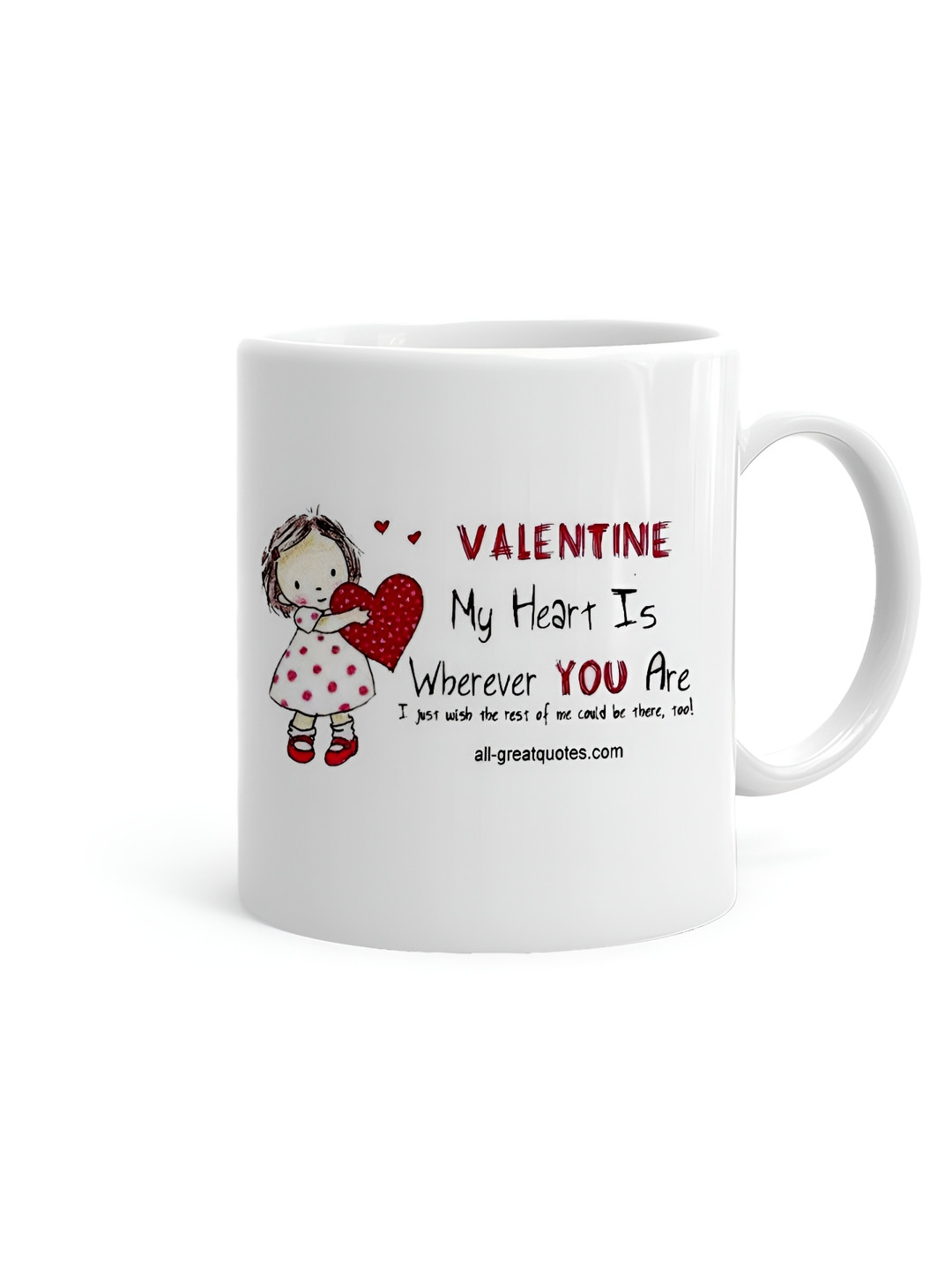 

Khakee White & Red Text or Slogans Printed Ceramic Glossy Mugs 325 ml