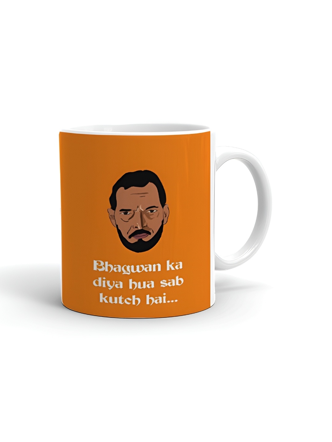 

Khakee White & Orange Printed Ceramic Glossy Mugs 325 ml