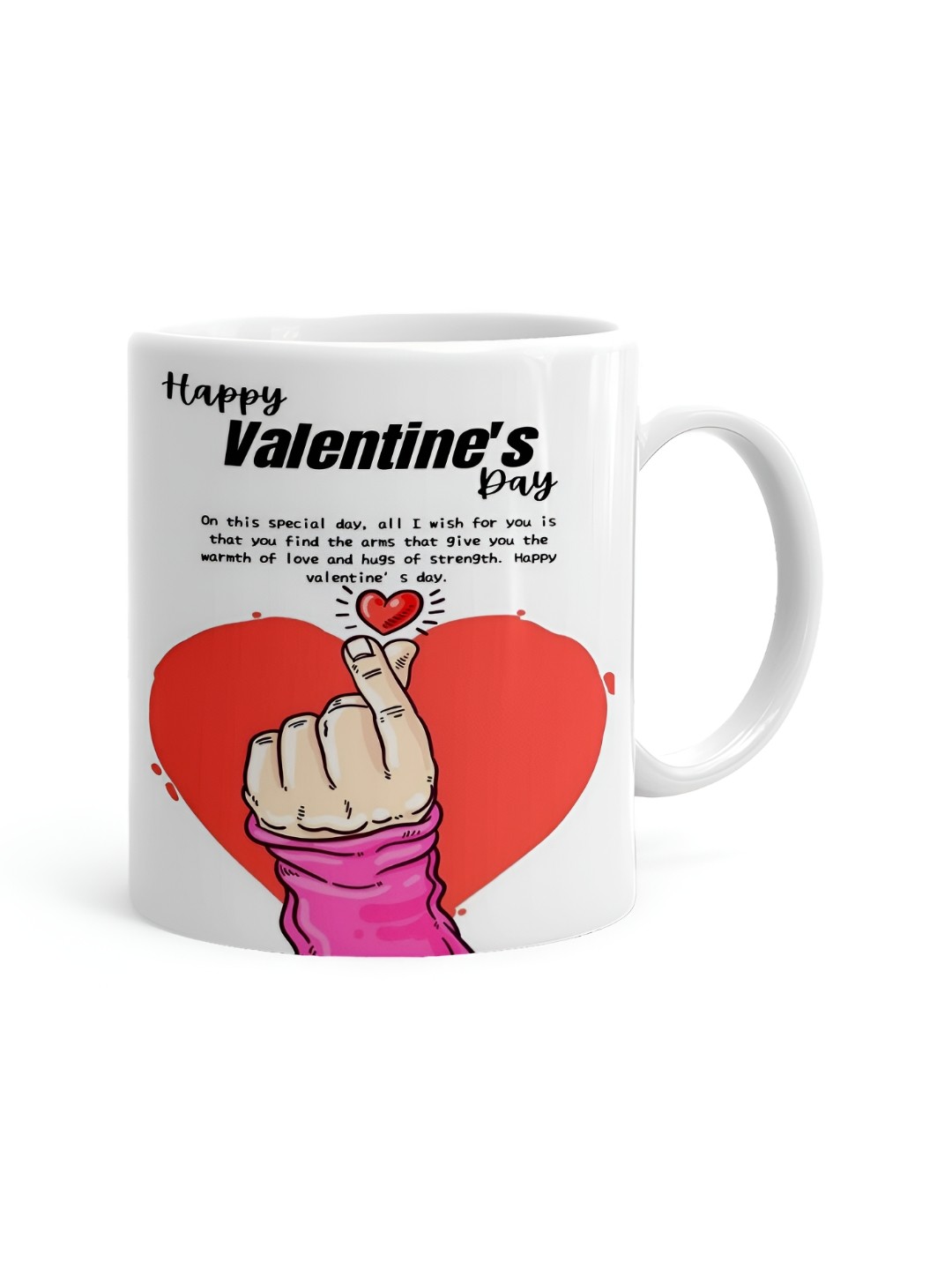 

Khakee White & Red Printed Microwave Safe Ceramic Glossy Mug 325 ml