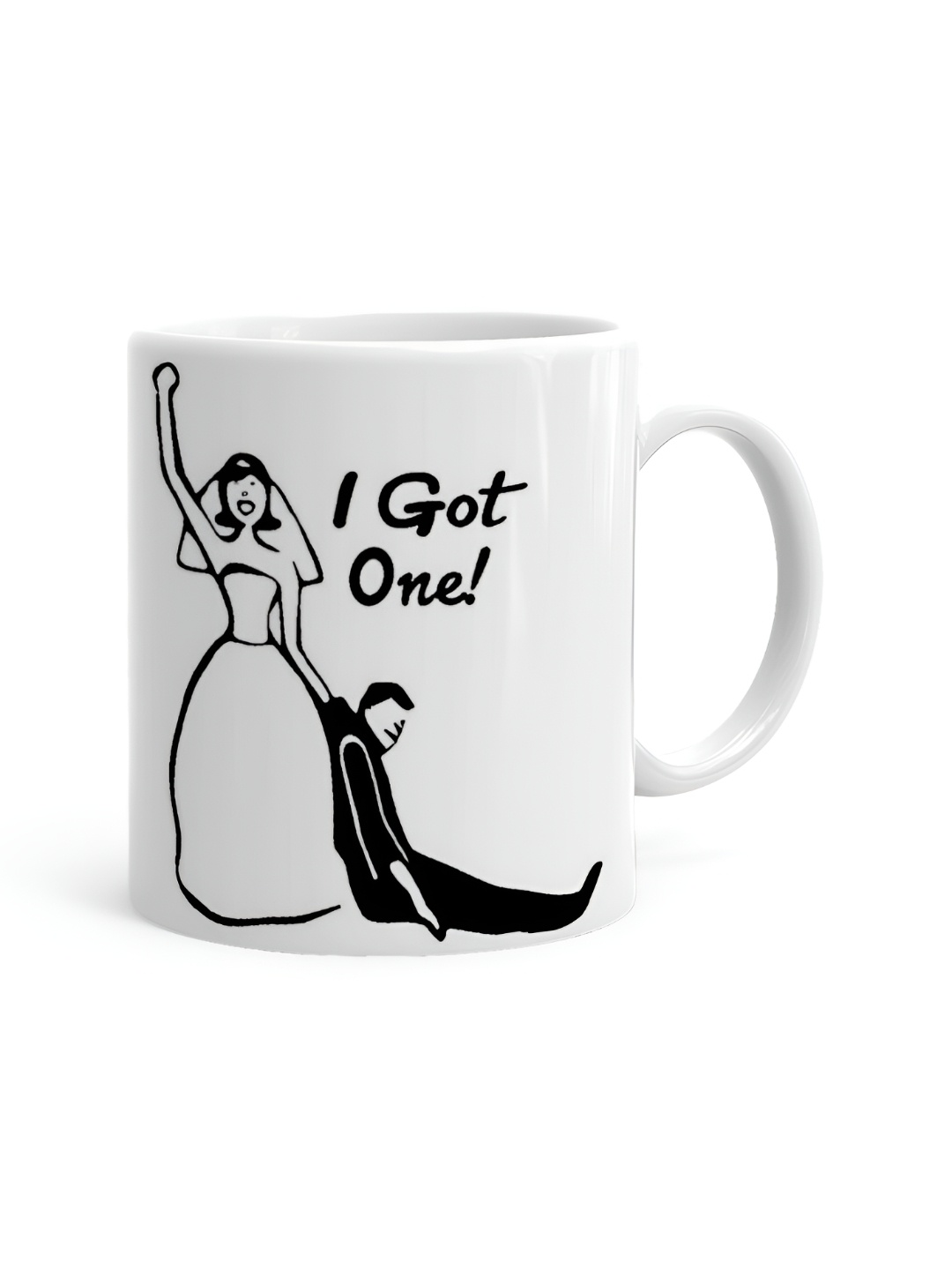 

Khakee White & Black Text or Slogans Printed Ceramic Glossy Mug 325 ml