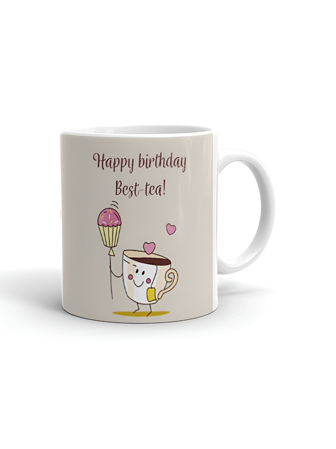 

Khakee White & Pink Printed Ceramic Glossy Mug 325 ml