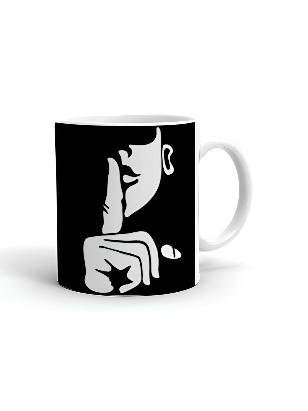 

Khakee White & Black Printed Glossy Microwave Safe Mugs 325ml