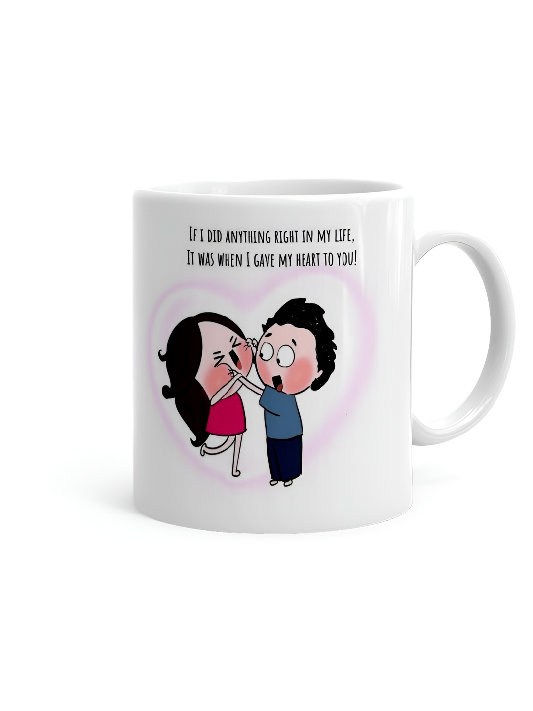 

Khakee White & Pink Printed Ceramic Glossy Microwave Safe Mug 325ml