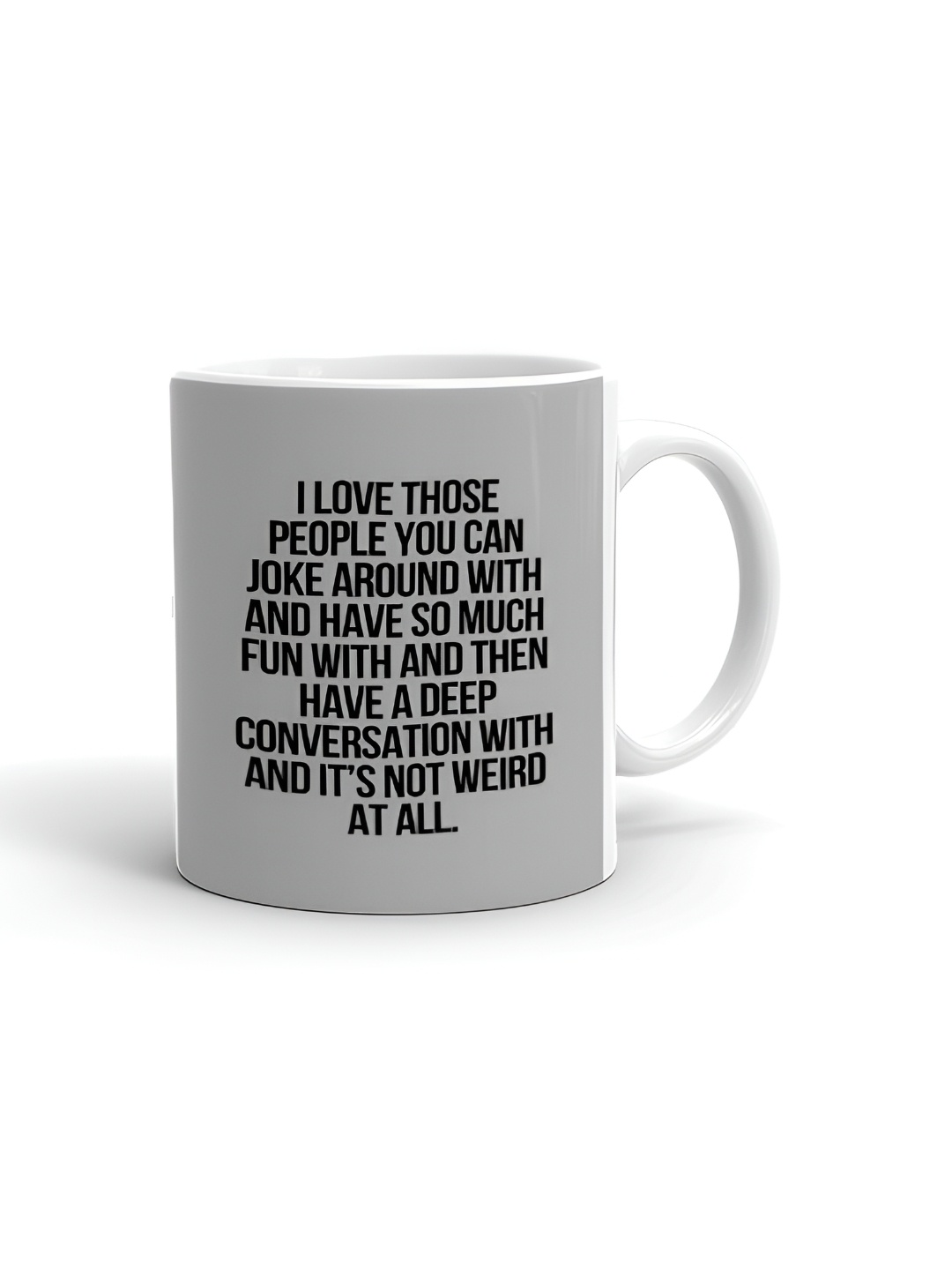 

Khakee White & Black Text or Slogans Printed Ceramic Glossy Mug 325 ml