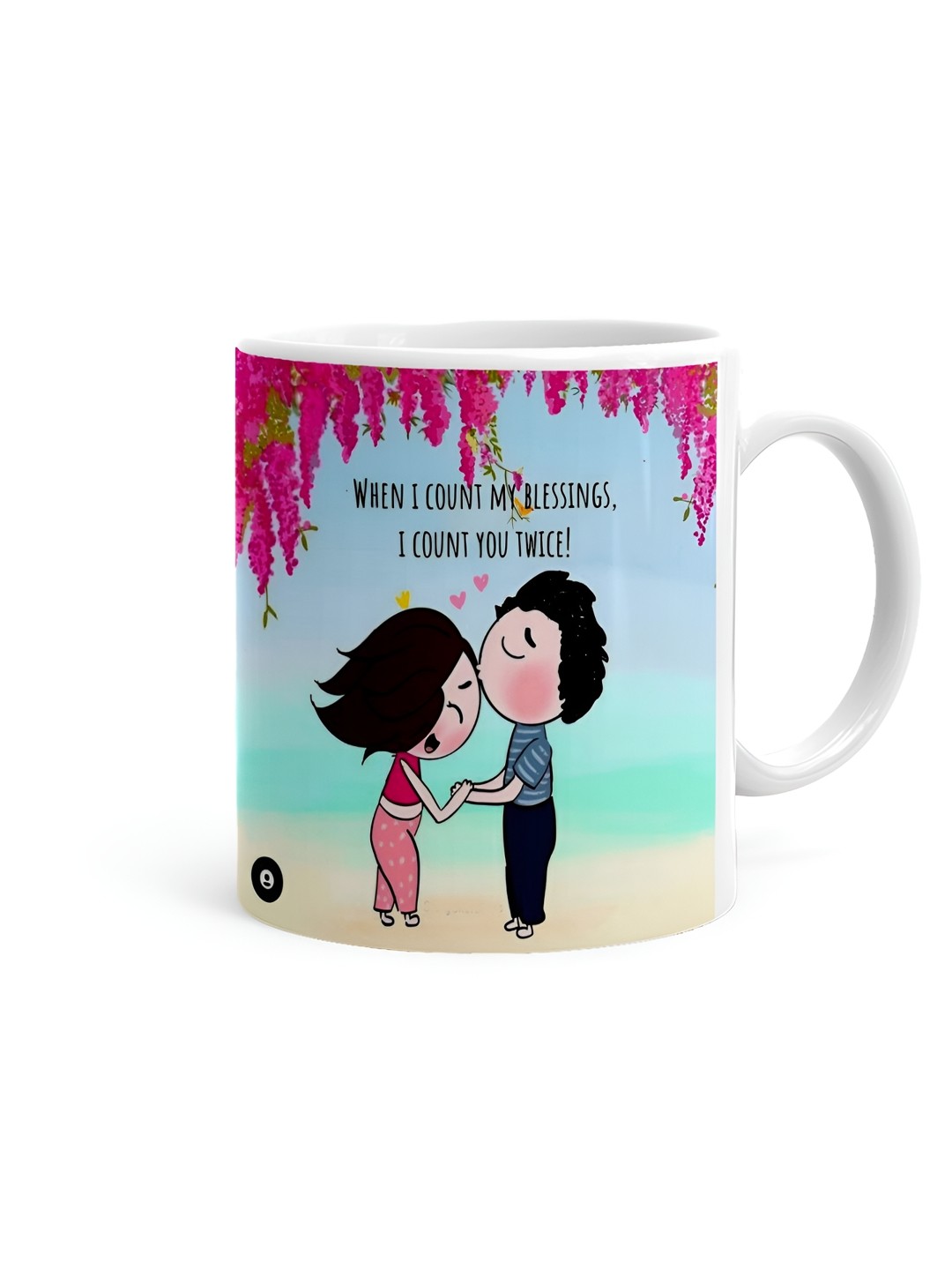 

Khakee White & Green Graphic Printed Microwave Safe Ceramic Glossy Mug 325 ml