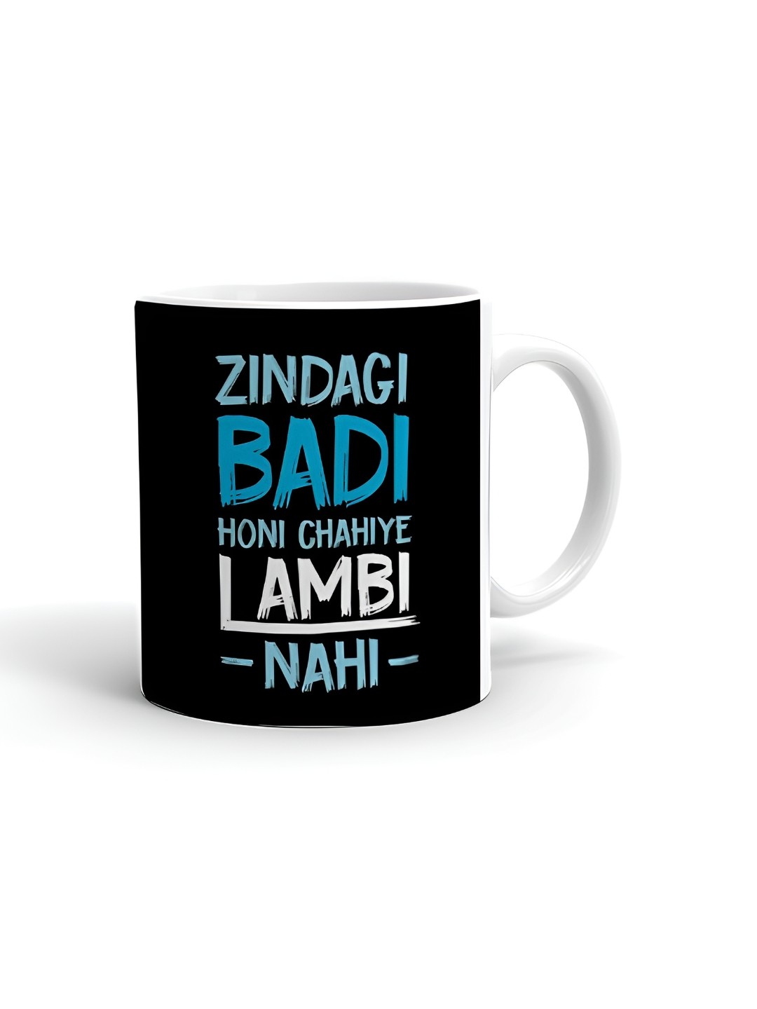 

Khakee White & Blue Text or Slogans Printed Ceramic Glossy Mug 325 ml