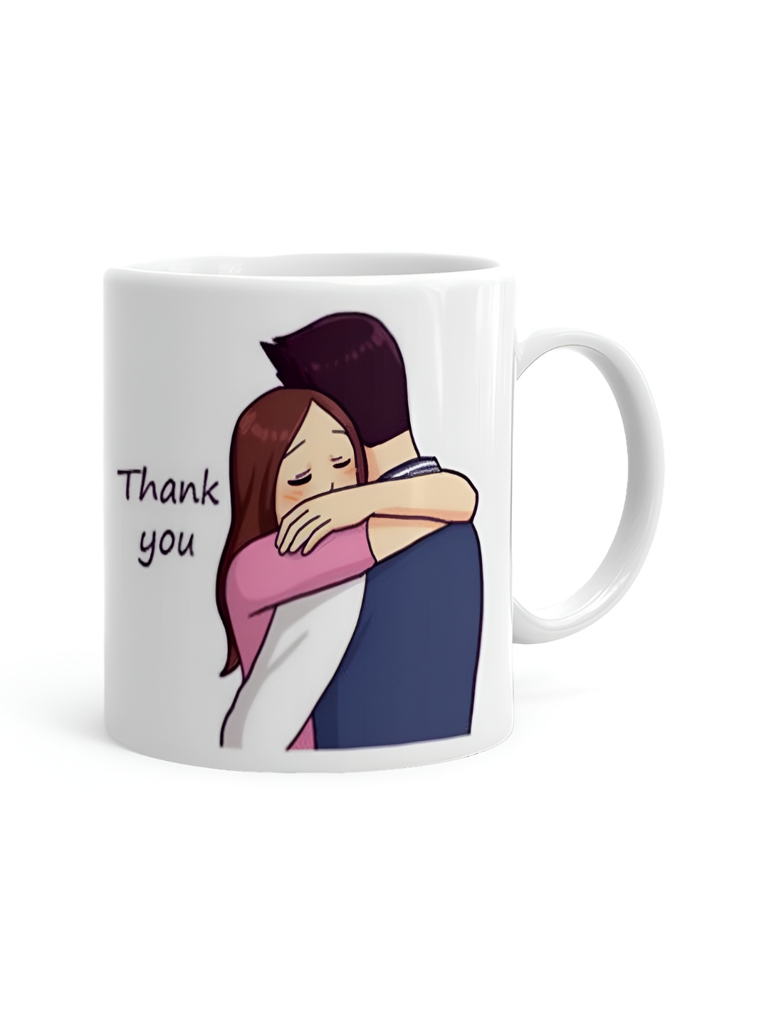 

Khakee White & Pink Printed Ceramic Glossy Mugs 325 ml