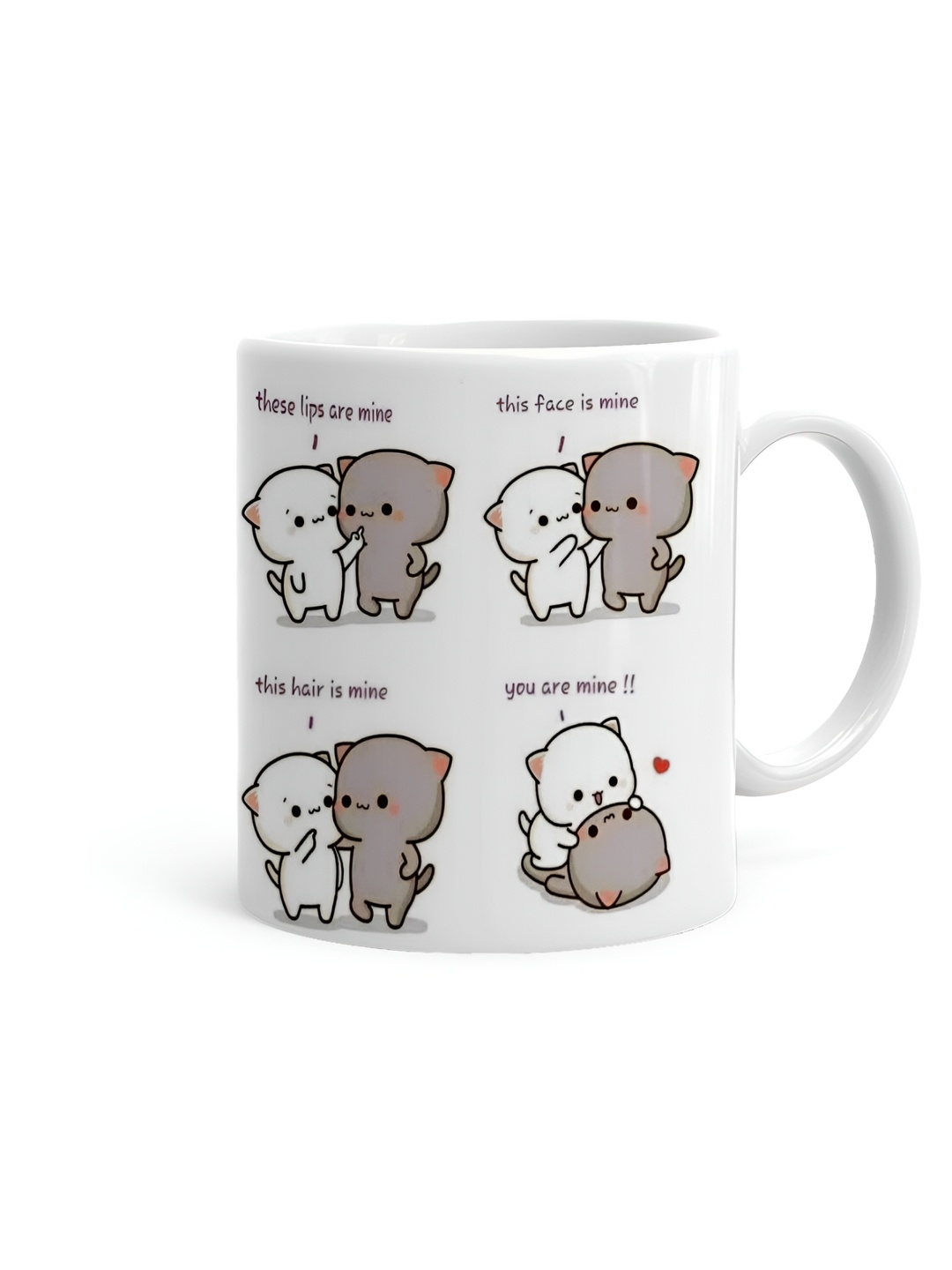 

Khakee White & Grey Graphic Printed Microwave Safe Ceramic Glossy Mug 325 ml