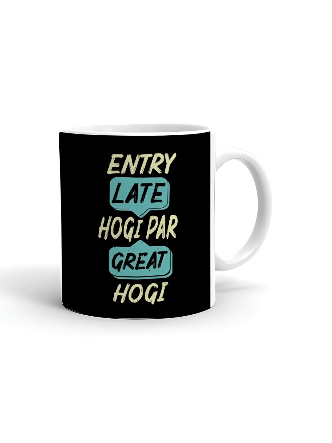 

Khakee White & Black Text or Slogans Printed Ceramic Glossy Mugs 325 ml