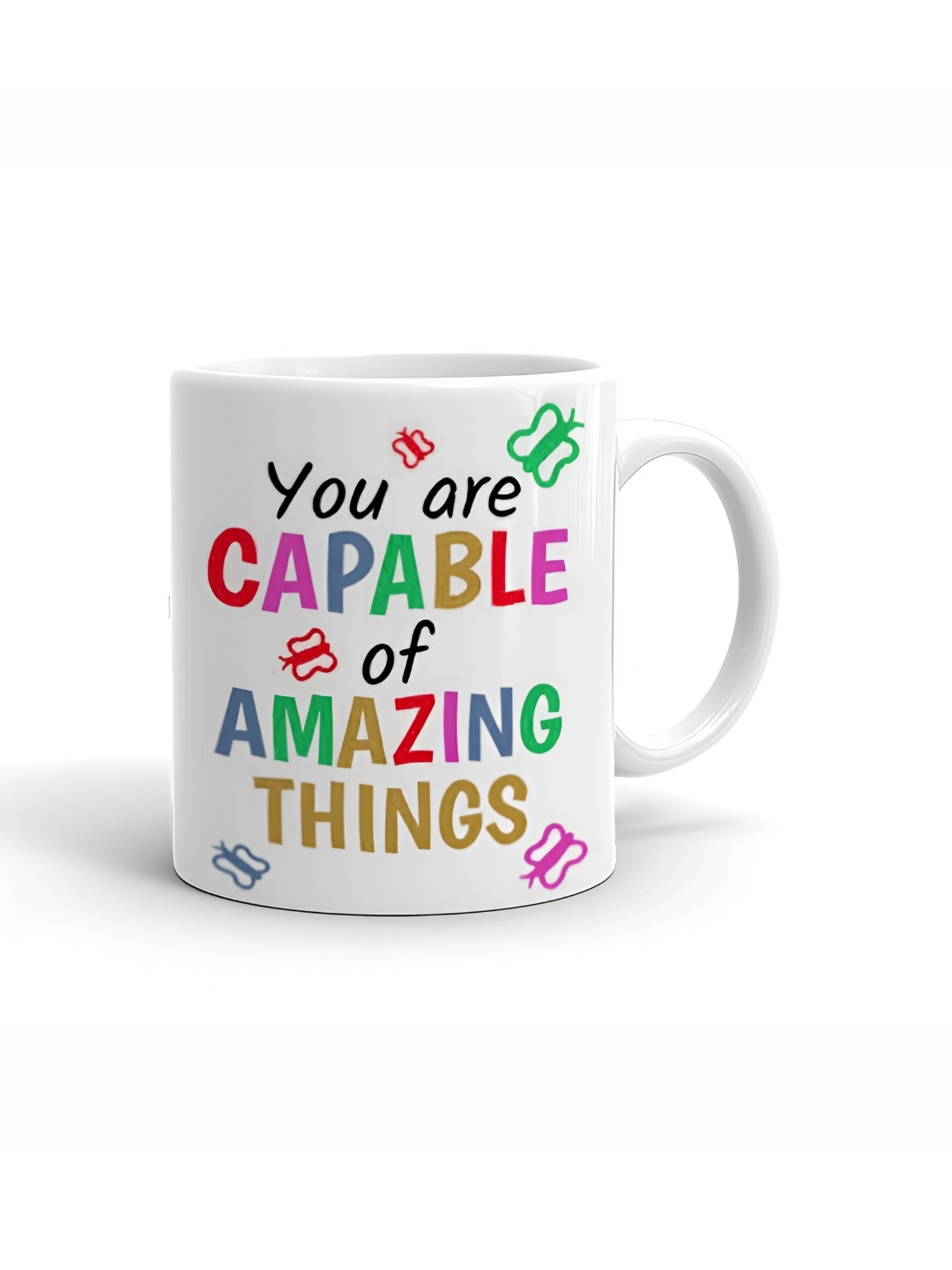 

Khakee White & Red Text or Slogans Printed Ceramic Glossy Mugs 325 ml