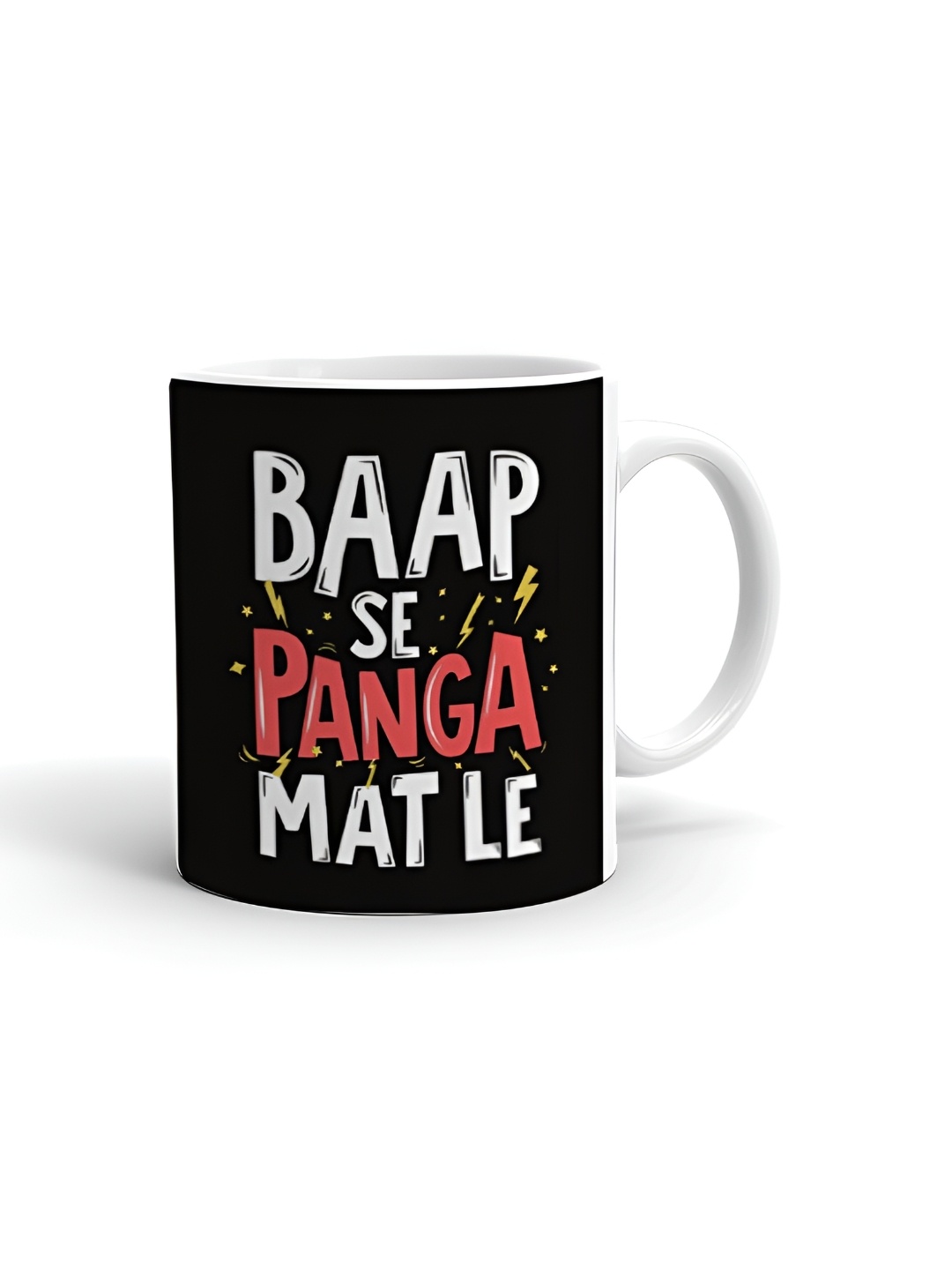 

Khakee White & Black Printed Ceramic Microwave Safe Glossy Mug 325 ml