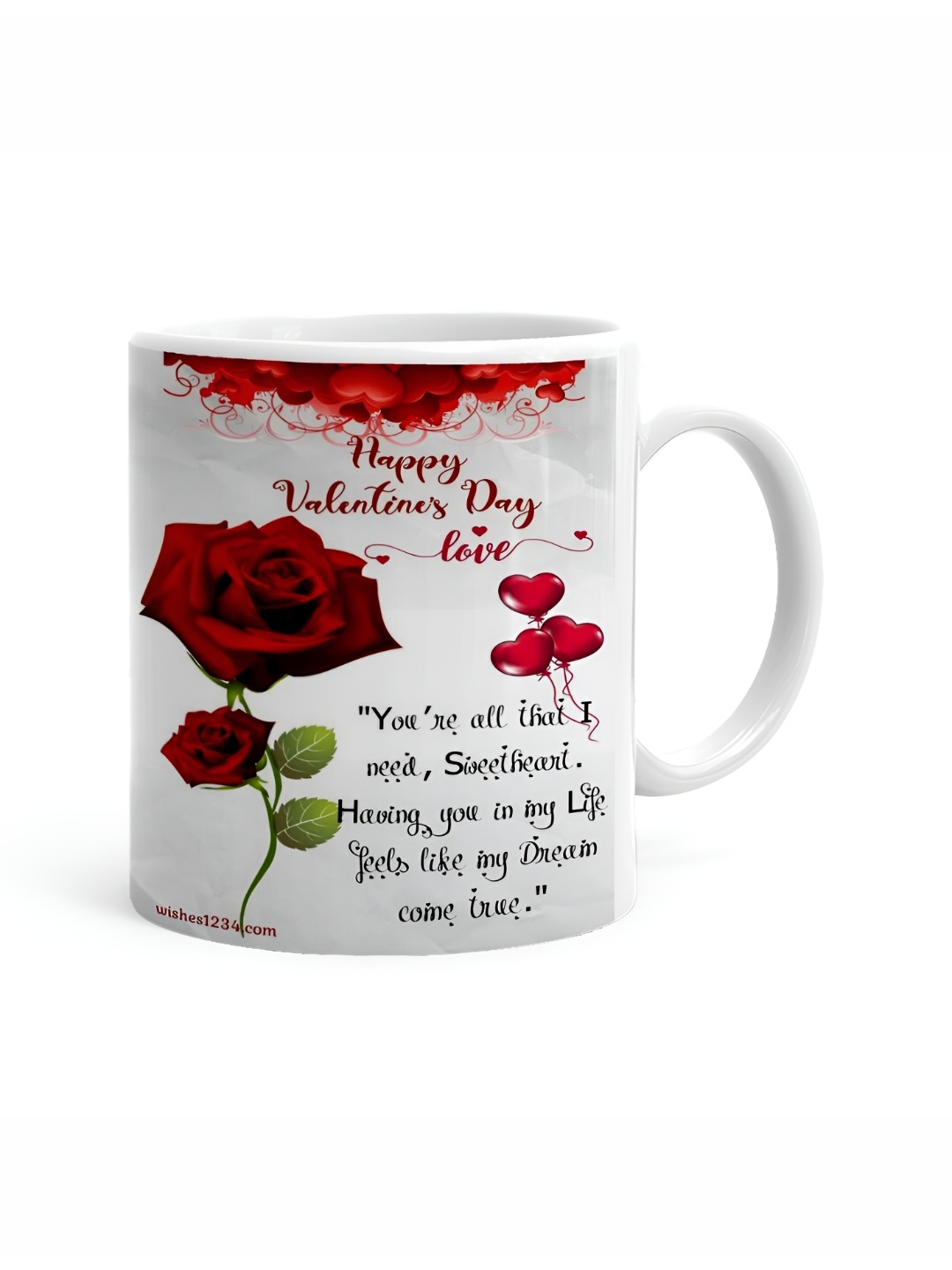 

Khakee White & Red Text or Slogans Printed Ceramic Glossy Mug 325 ml