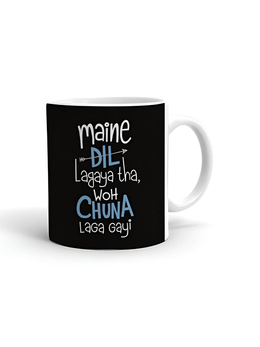 

Khakee White & Black Text or Slogans Printed Ceramic Glossy Mugs 325 ml