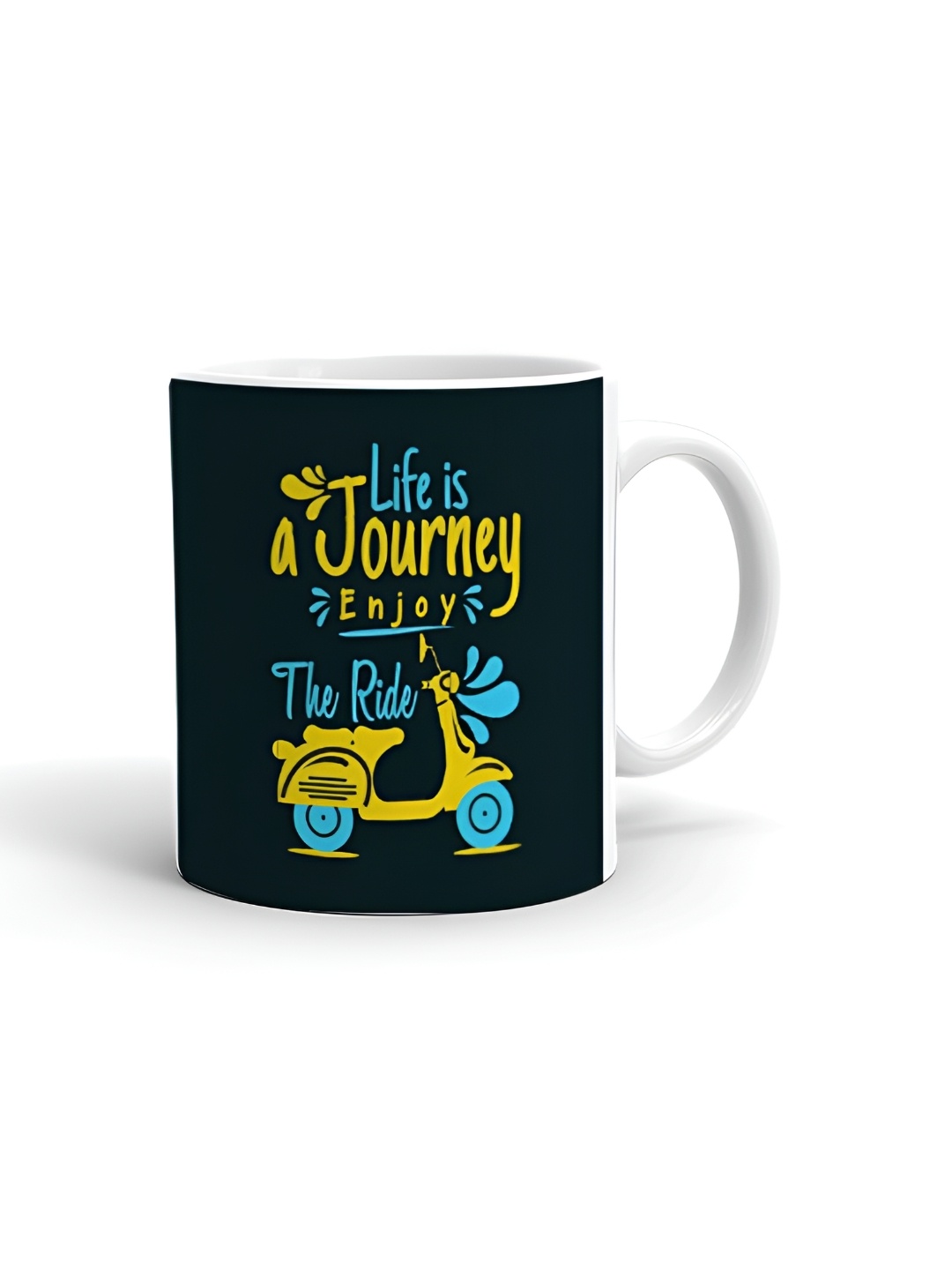 

Khakee White & Black Text or Slogans Printed Ceramic Glossy Mugs 325 ml