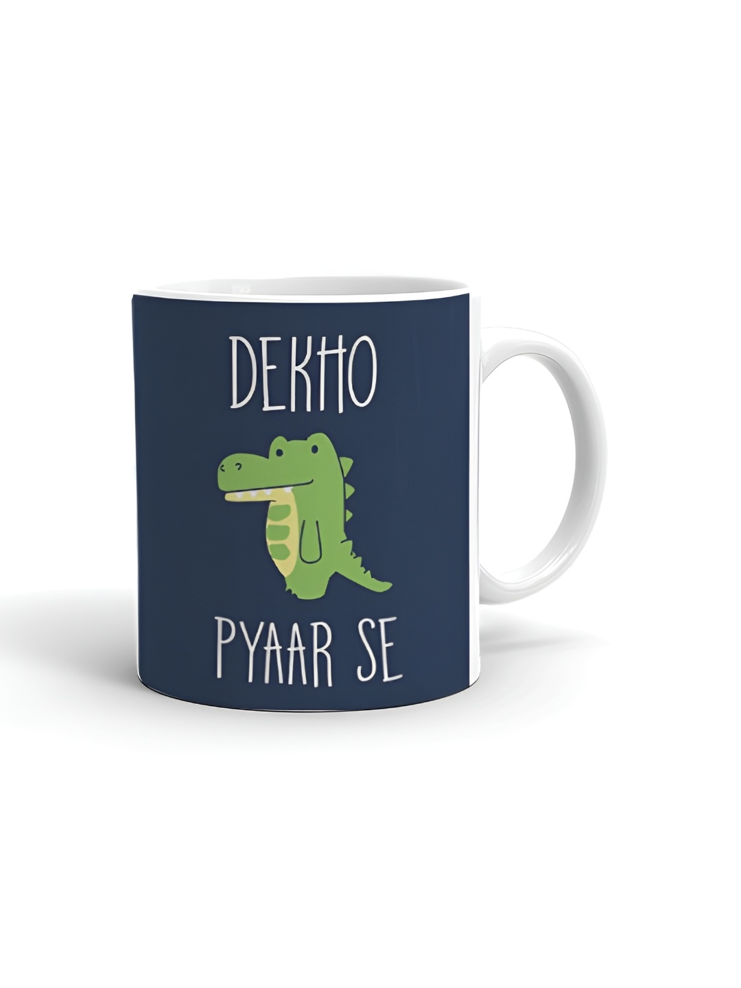 

Khakee White & Green Graphic Printed Microwave Safe Ceramic Glossy Mug 325 ml