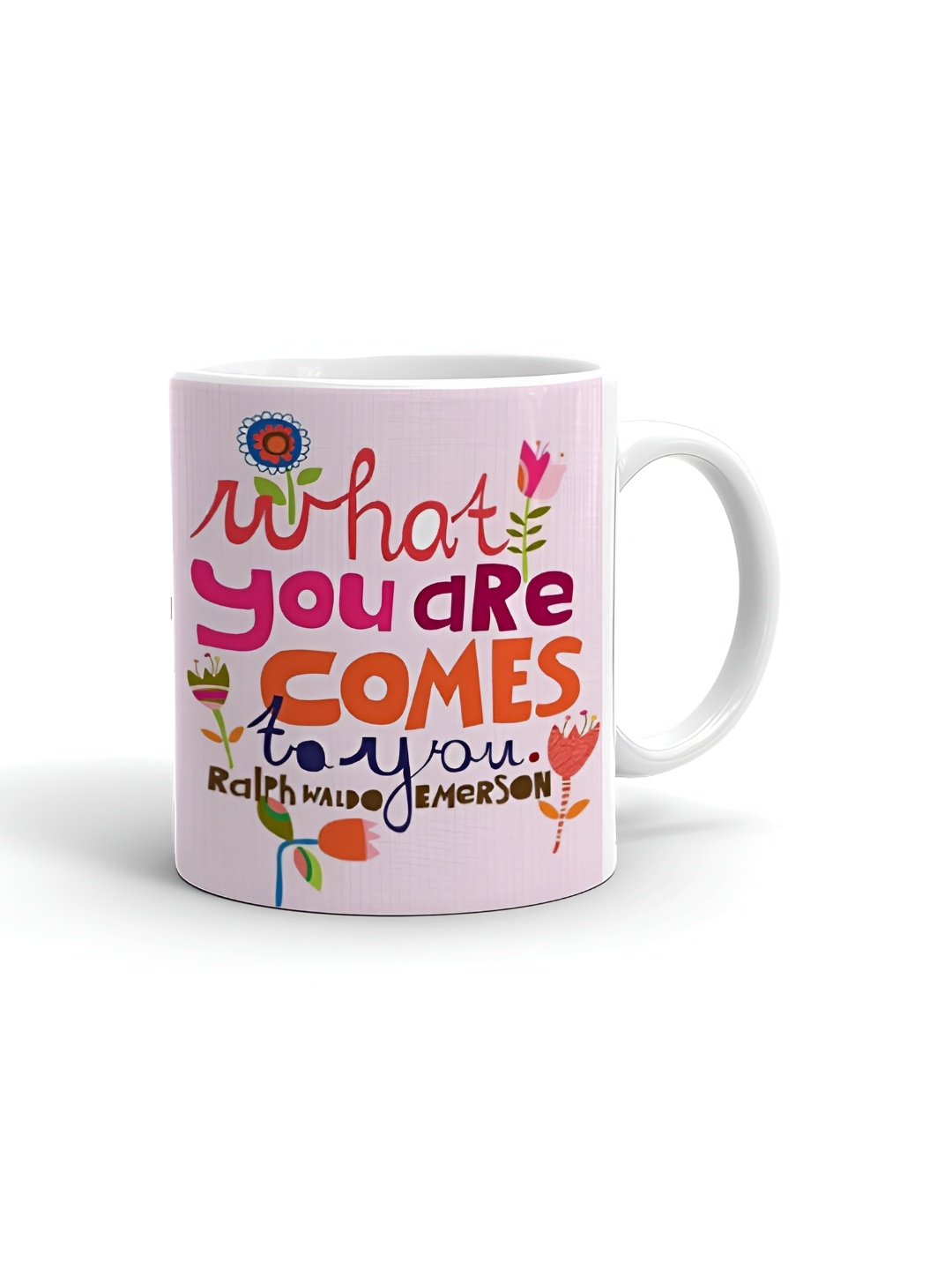 

Khakee White & Pink Printed Ceramic Glossy Mug