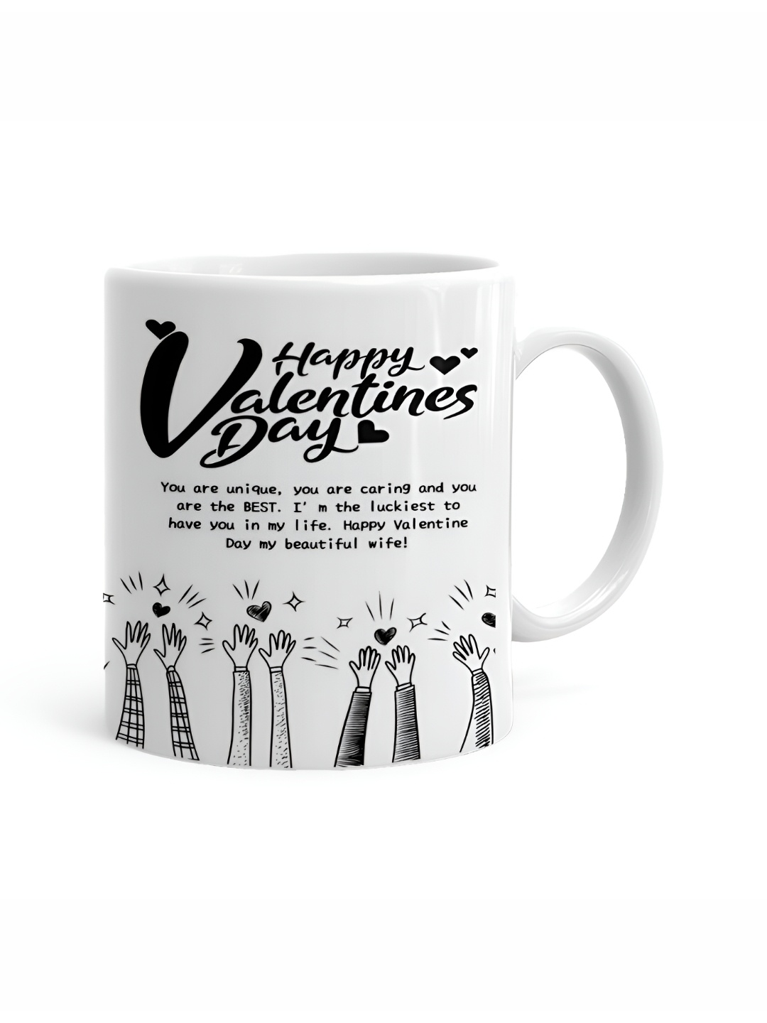 

Khakee White & Black Printed Ceramic Glossy Mugs 325 ml