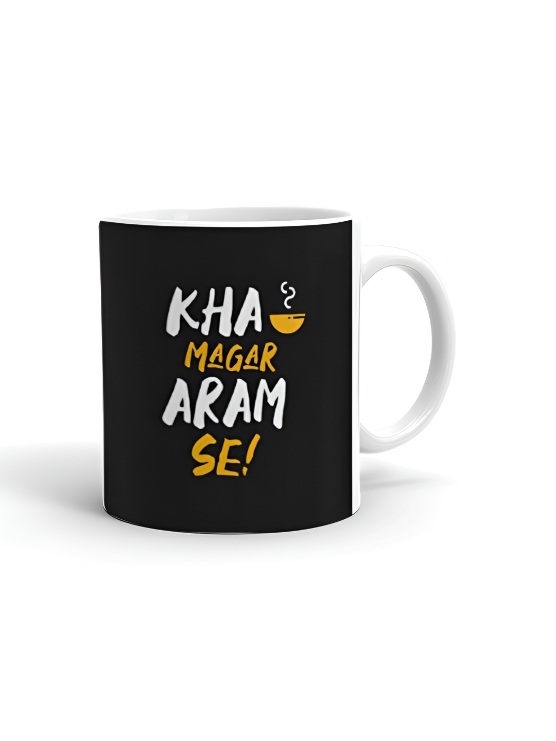 

Khakee White & Black Typography Printed Microwave Safe Ceramic Glossy Mug 325 ml